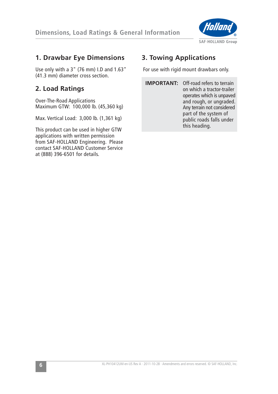 SAF-HOLLAND XL-PH10412UM PH-995 Pin and Clevis Coupler User Manual | Page 6 / 20