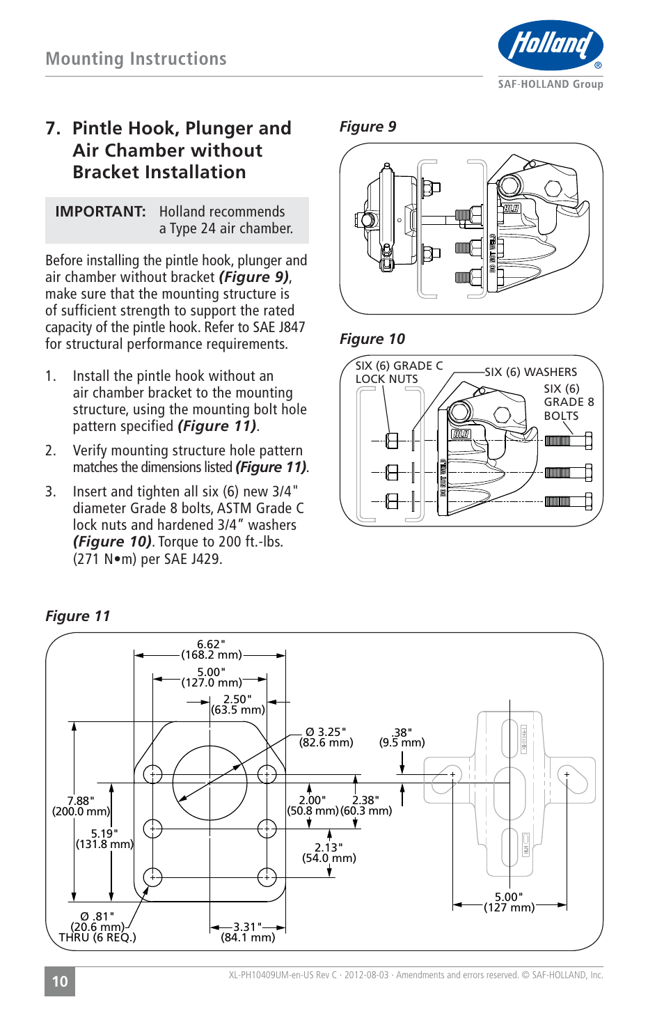 SAF-HOLLAND XL-PH10409UM PH-419 Series Rigid Type Pintle Hook User Manual | Page 10 / 16