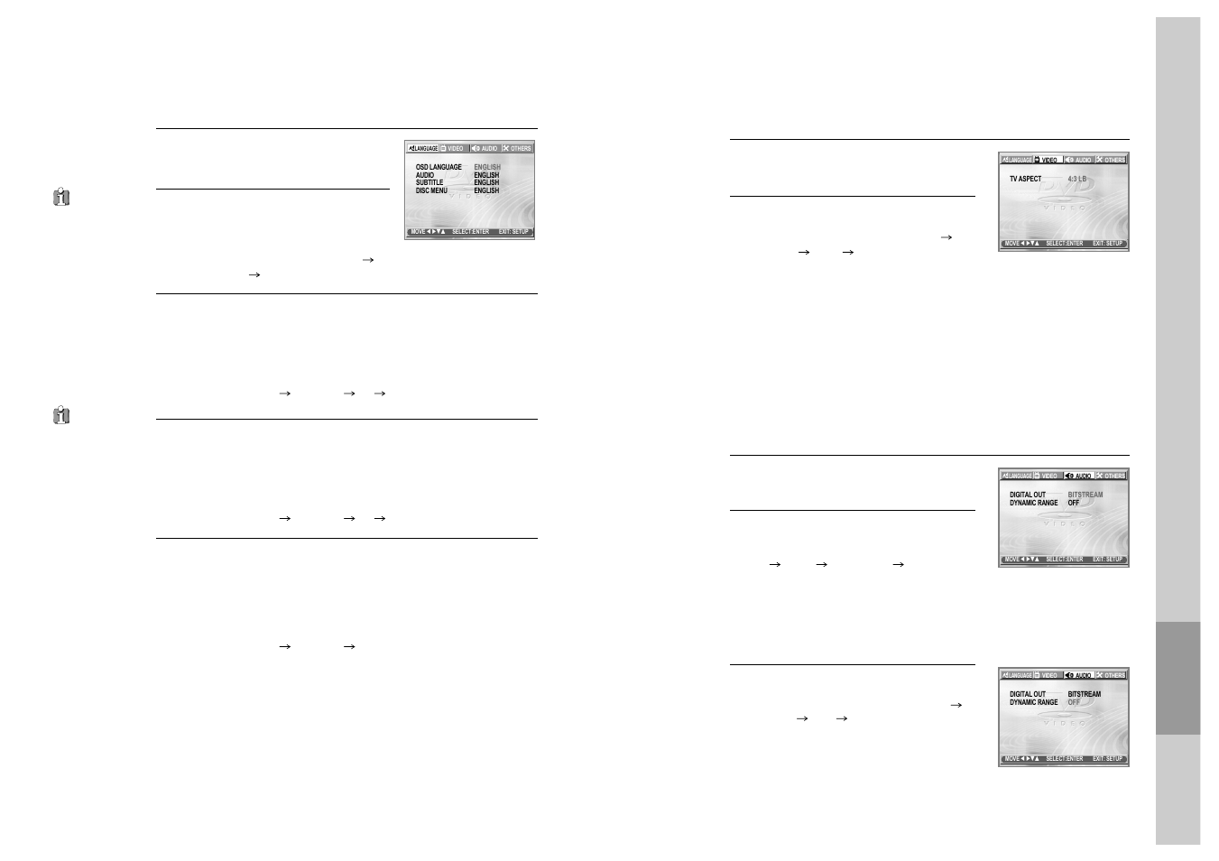 Language setup, Audio setup, 1video setup | Daewoo SD-8800P User Manual | Page 25 / 30