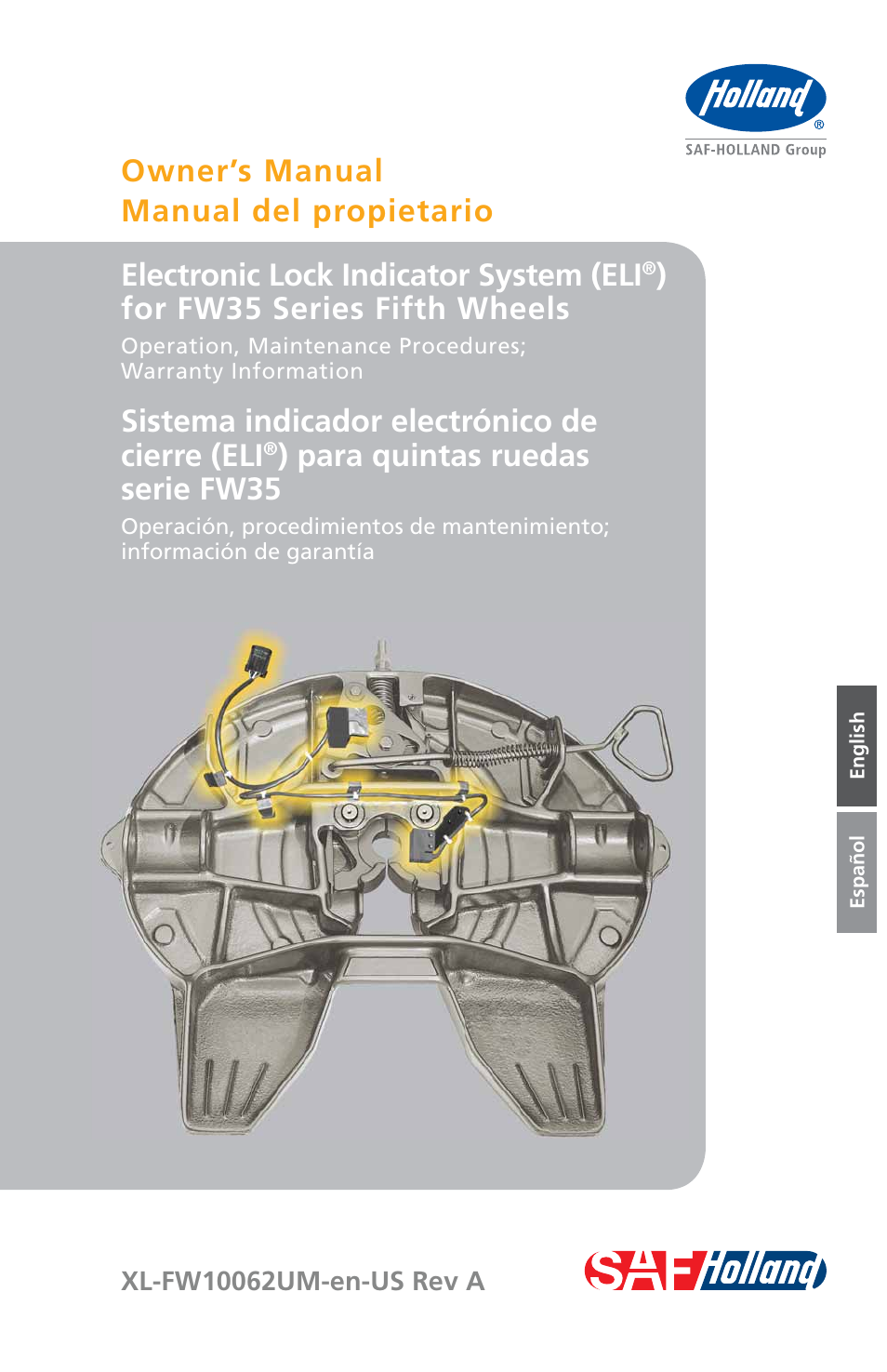 SAF-HOLLAND XL-FW10062UM Electronic Lock Indicator System (ELI) for FW35 Series Fifth Wheels User Manual | 24 pages