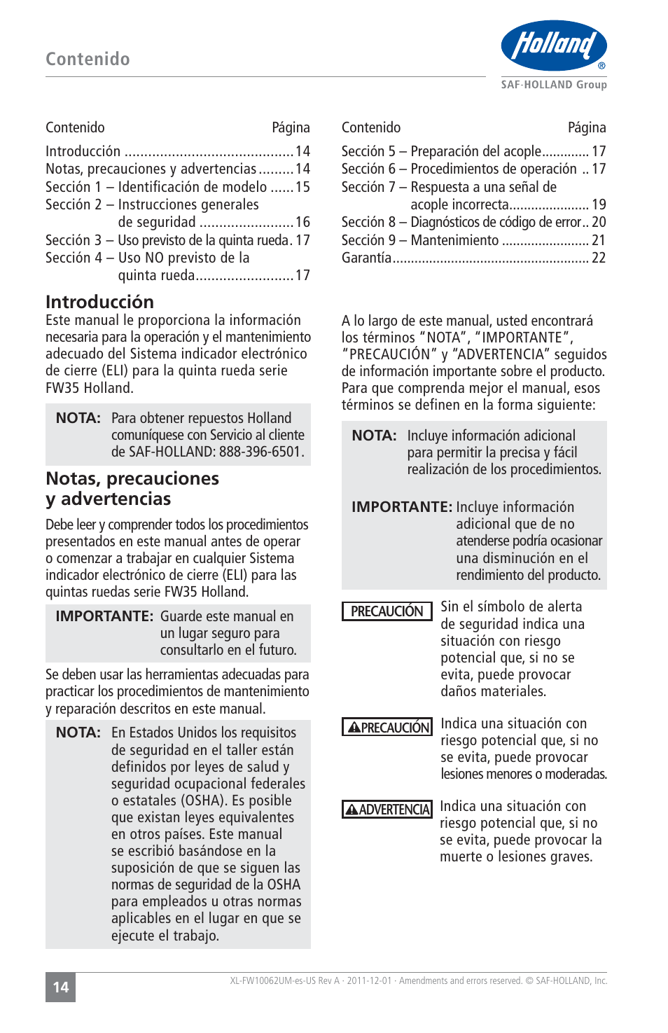SAF-HOLLAND XL-FW10062UM Electronic Lock Indicator System (ELI) for FW35 Series Fifth Wheels User Manual | Page 14 / 24