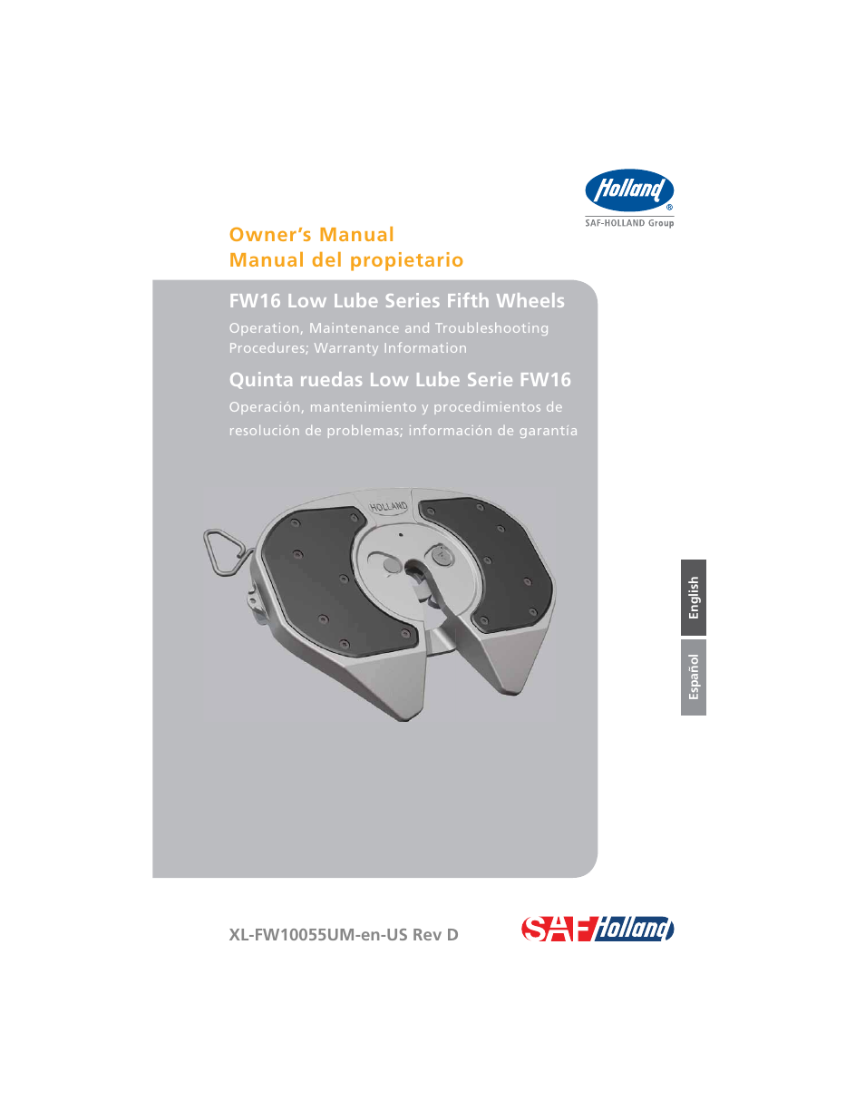 SAF-HOLLAND XL-FW10055UM FW16 Low Lube Series Fifth Wheels User Manual | 56 pages