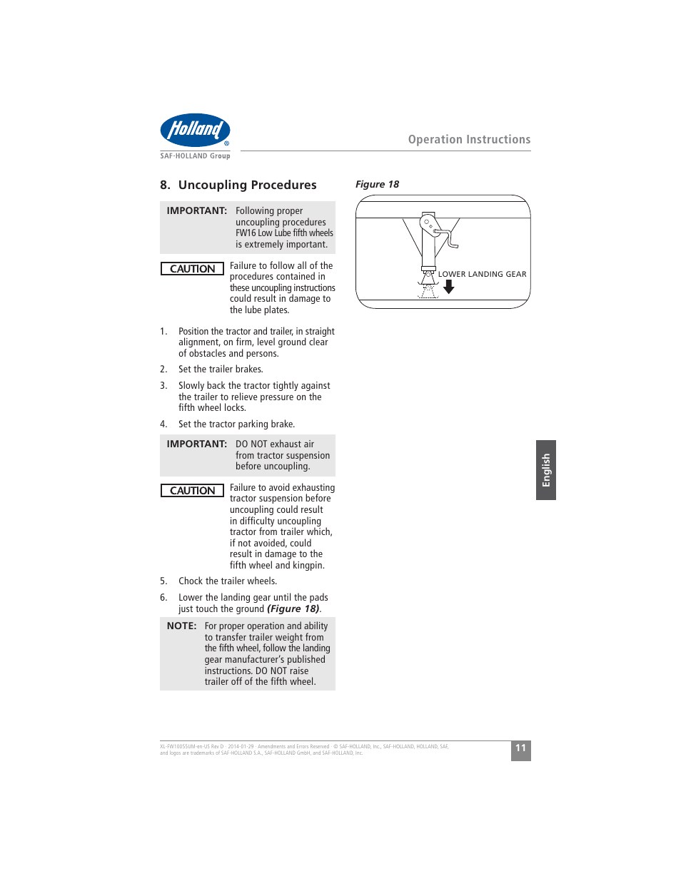 SAF-HOLLAND XL-FW10055UM FW16 Low Lube Series Fifth Wheels User Manual | Page 11 / 56