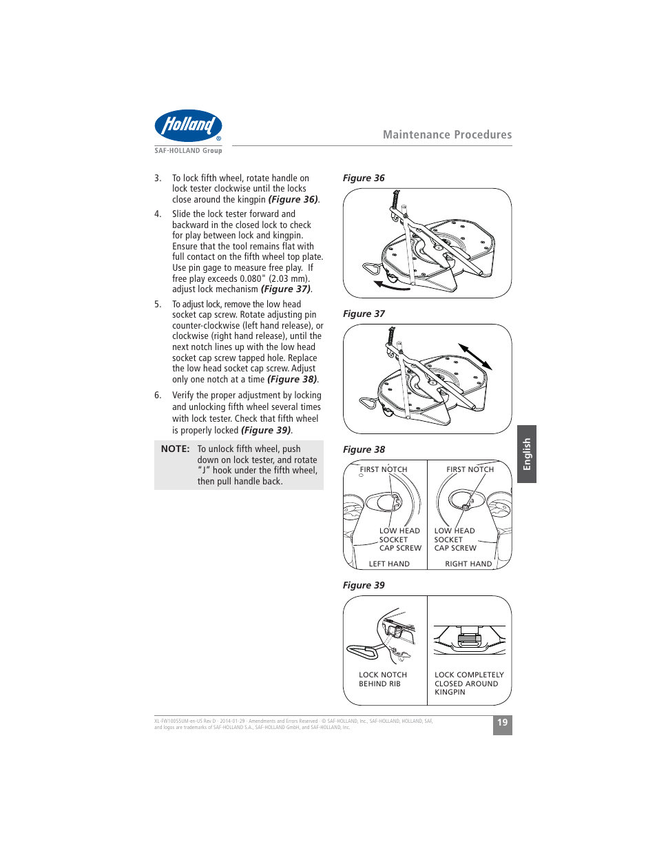 Maintenance procedures | SAF-HOLLAND XL-FW10055UM FW16 Low Lube Series Fifth Wheels User Manual | Page 19 / 56