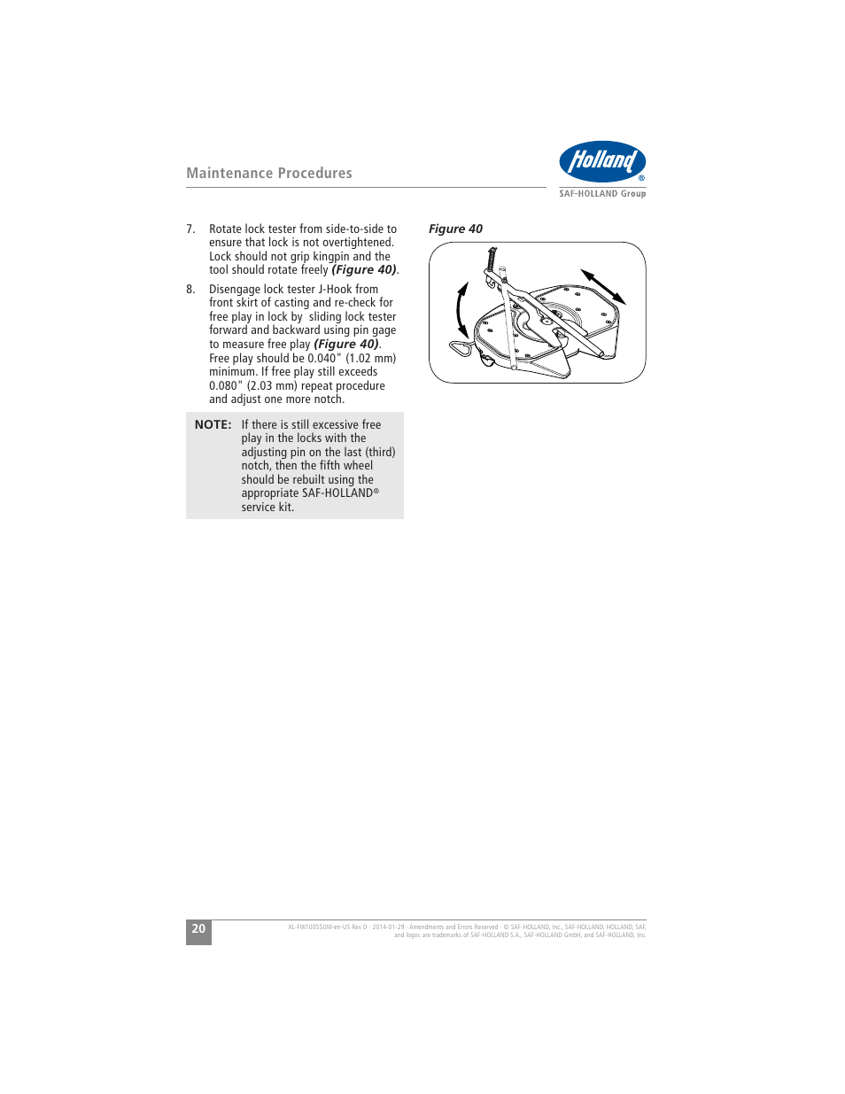 Maintenance procedures | SAF-HOLLAND XL-FW10055UM FW16 Low Lube Series Fifth Wheels User Manual | Page 20 / 56