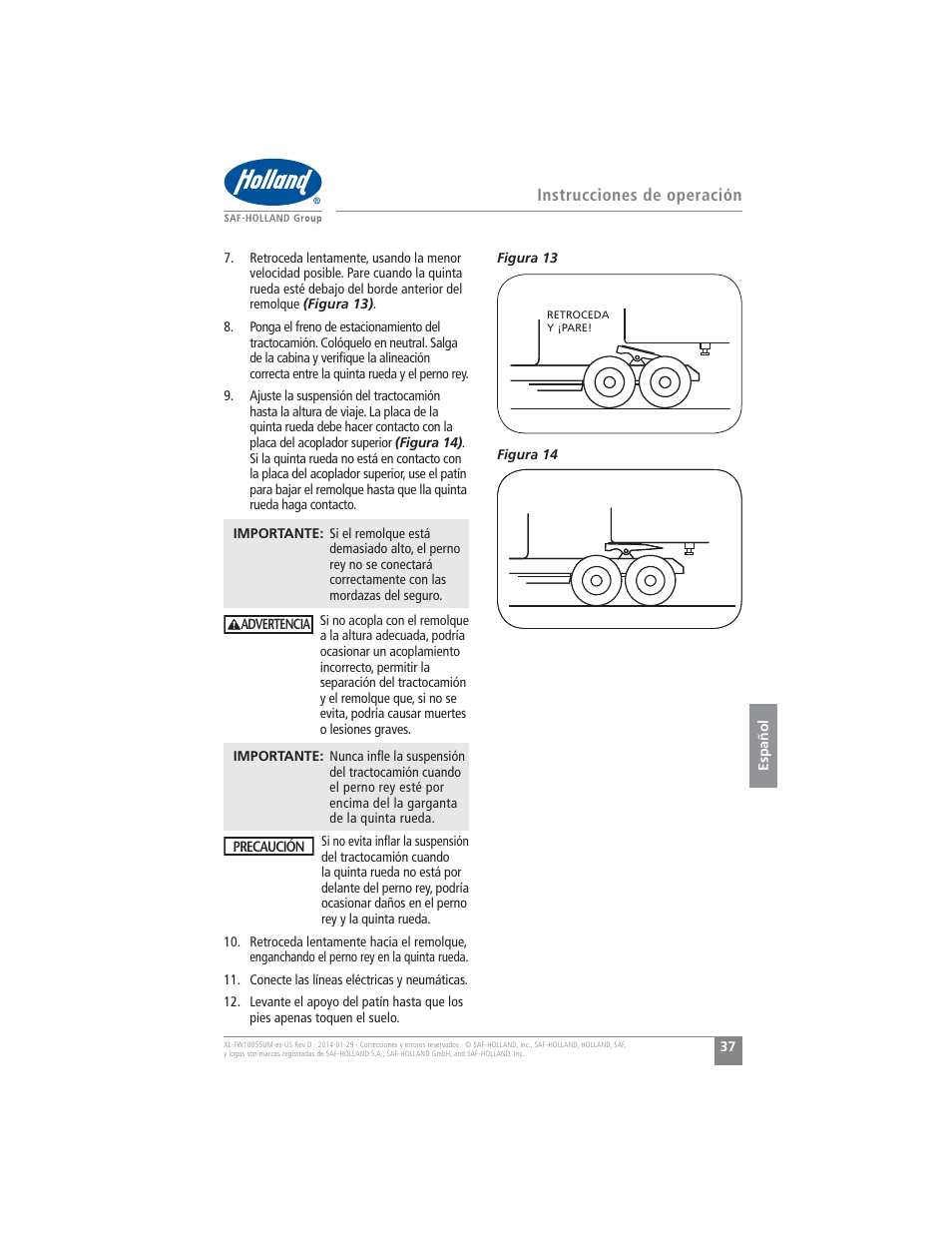 SAF-HOLLAND XL-FW10055UM FW16 Low Lube Series Fifth Wheels User Manual | Page 37 / 56