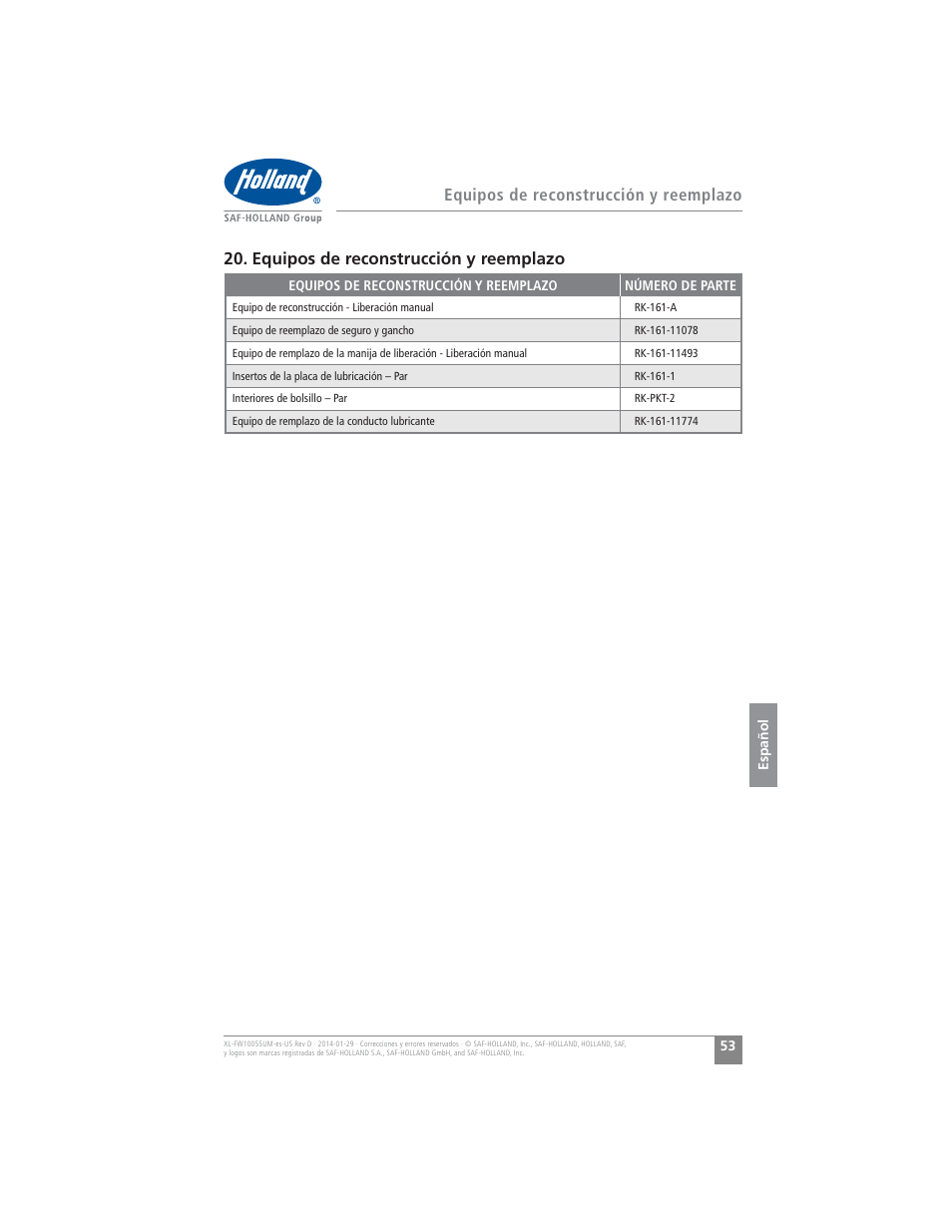 SAF-HOLLAND XL-FW10055UM FW16 Low Lube Series Fifth Wheels User Manual | Page 53 / 56