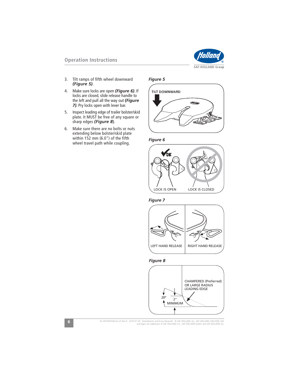 Operation instructions | SAF-HOLLAND XL-FW10055UM FW16 Low Lube Series Fifth Wheels User Manual | Page 6 / 56