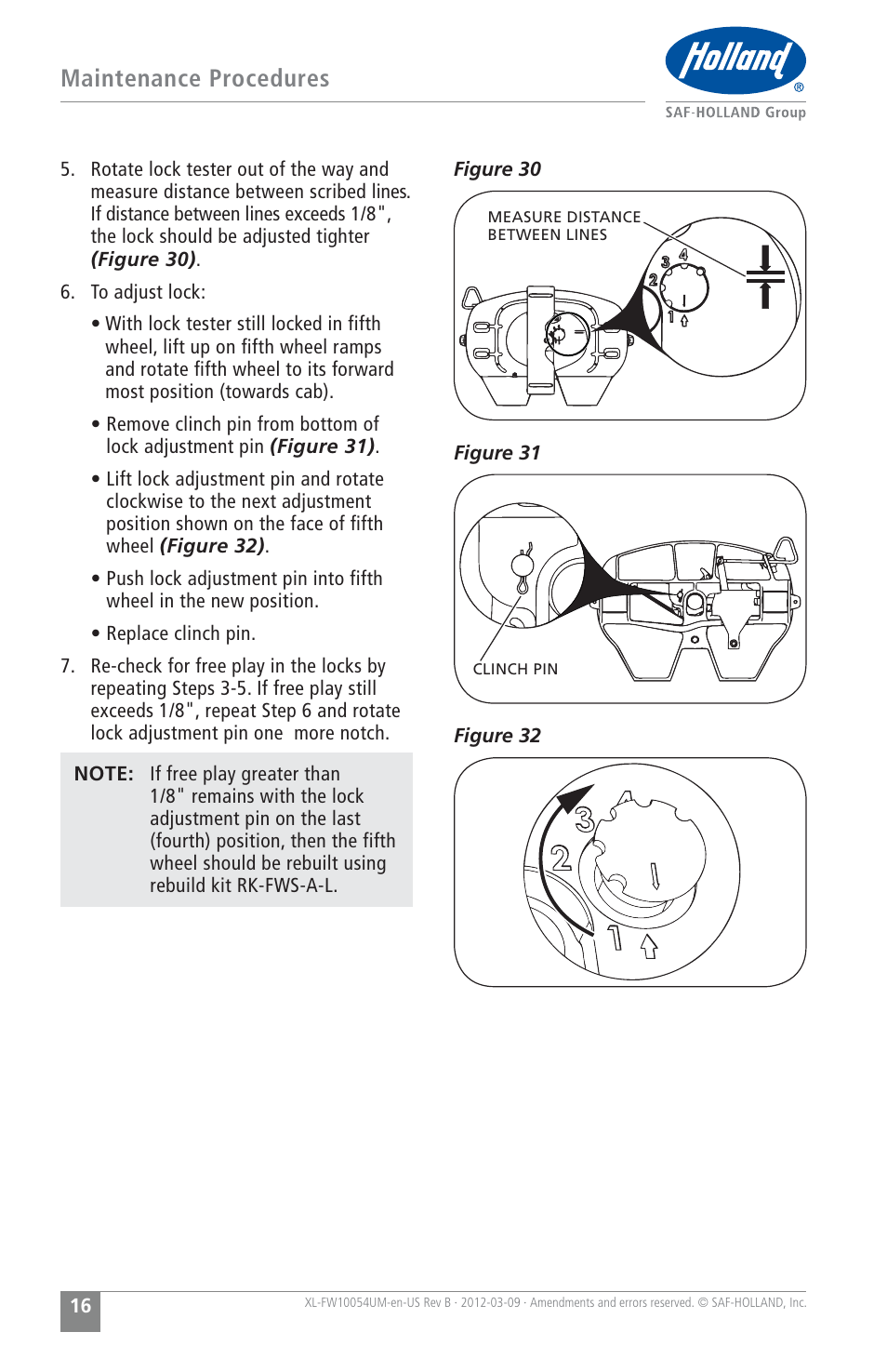 Maintenance procedures | SAF-HOLLAND XL-FW10054UM FWS1 and FWS2 Series Fifth Wheels User Manual | Page 16 / 24