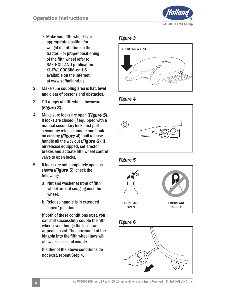 Operation instructions | SAF-HOLLAND XL-FW10028OM 31 NoLube and 33 Low Lube Series Fifth Wheels User Manual | Page 6 / 28