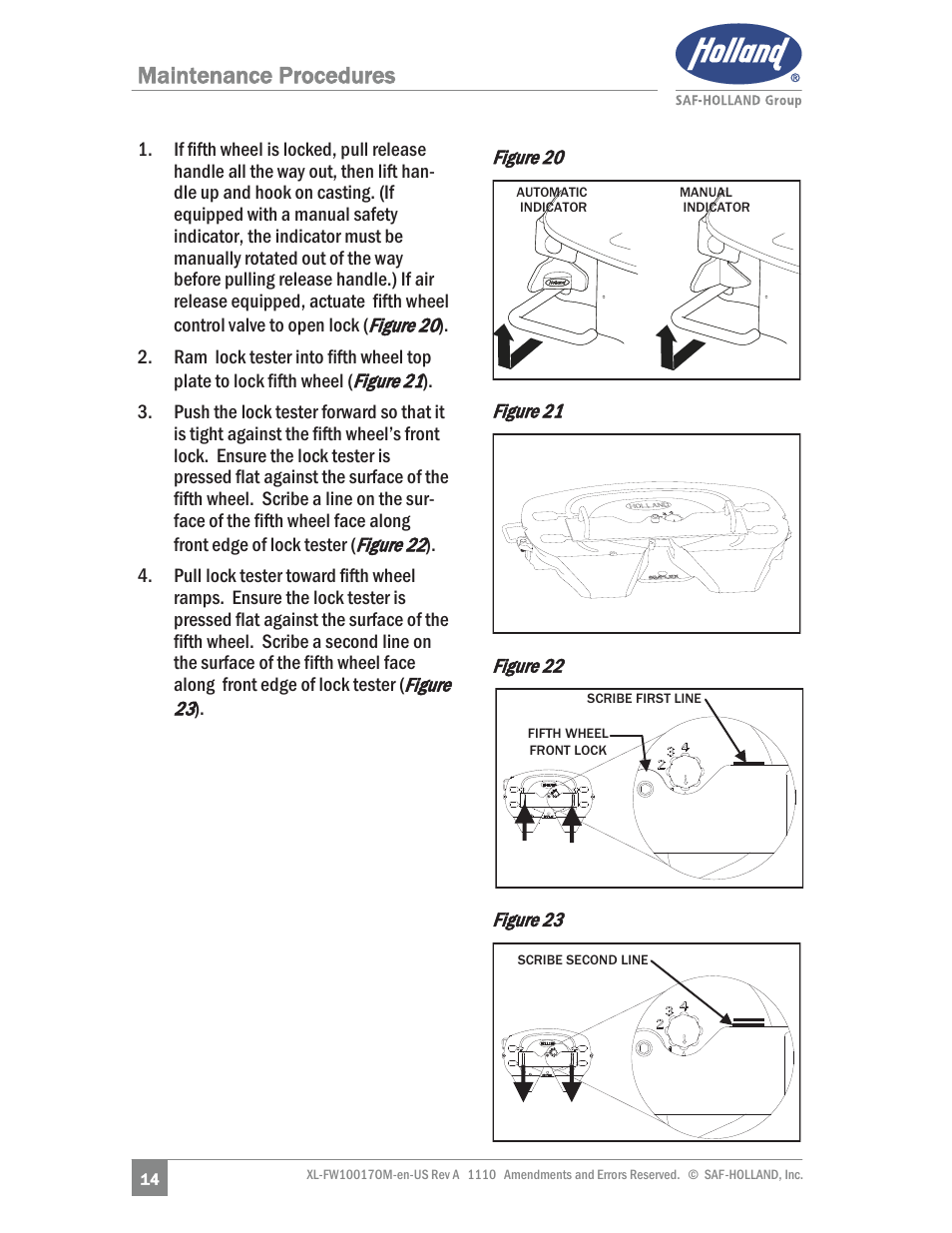 Maintenance procedures | SAF-HOLLAND XL-FW10017OM Simplex SE and II SE Series Fifth Wheels User Manual | Page 14 / 24