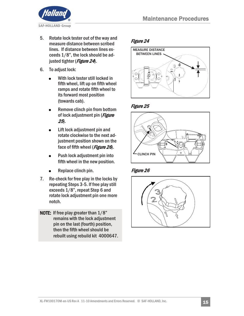 Maintenance procedures | SAF-HOLLAND XL-FW10017OM Simplex SE and II SE Series Fifth Wheels User Manual | Page 15 / 24