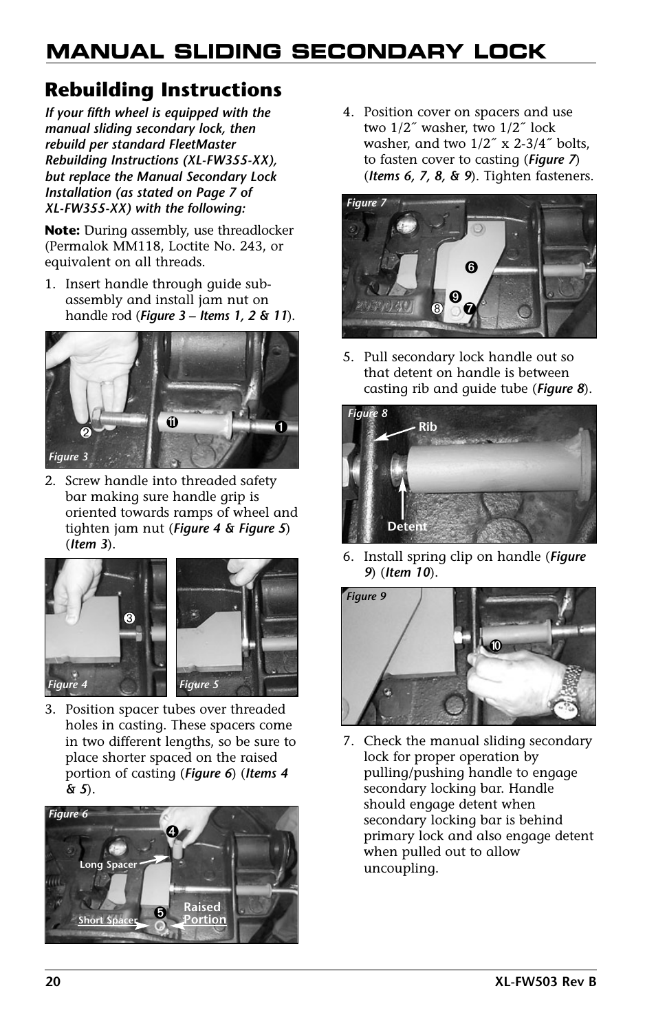 SAF-HOLLAND XL-FW503 FleetMaster LowLube Series Fifth Wheels with Manual Sliding Secondary Lock XA-201-S10217, XA-201-S10579 & XA-231-S10217 User Manual | Page 20 / 24