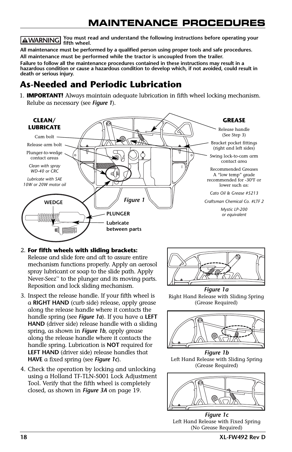 SAF-HOLLAND XL-FW492 FW83 and XA-231 FleetMaster LowLube Series Fifth Wheel User Manual | Page 18 / 24