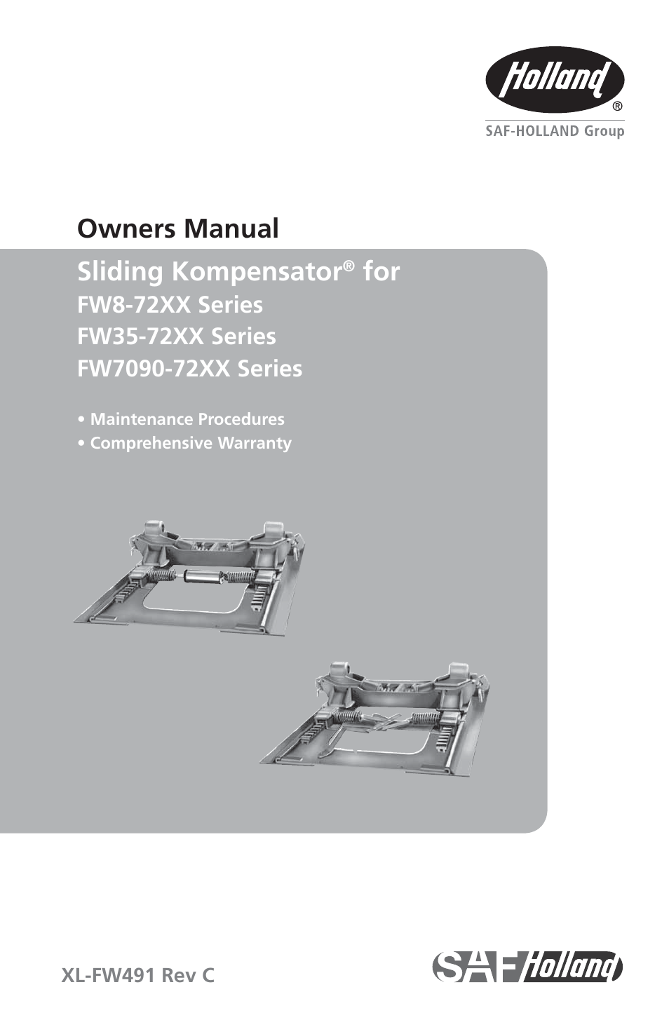 SAF-HOLLAND XL-FW491 Sliding Kompensator for FW8-72XX Series User Manual | 12 pages