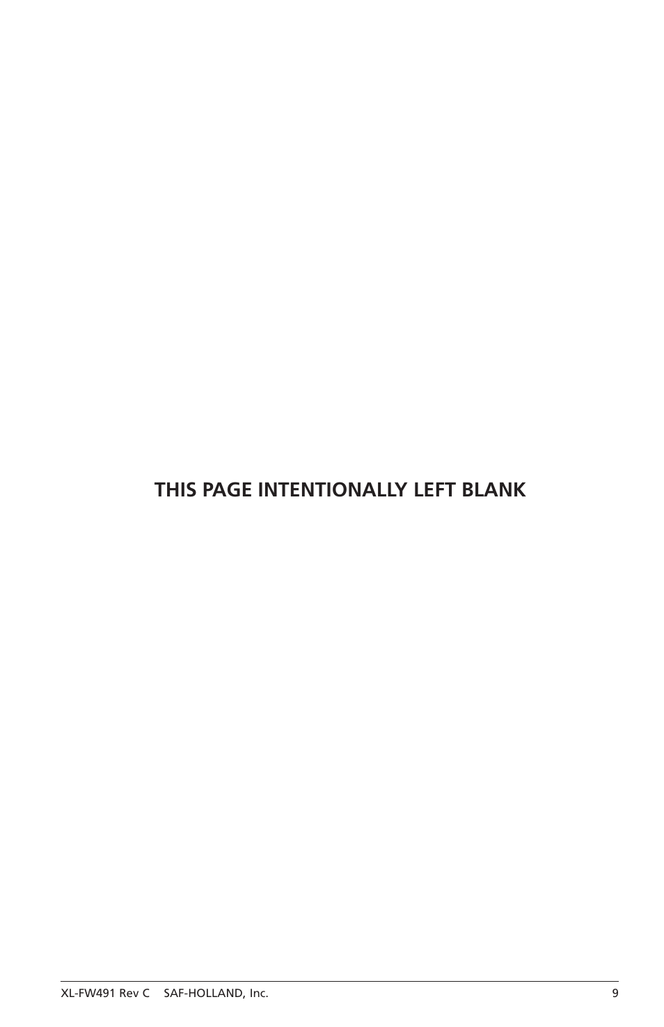 This page intentionally left blank | SAF-HOLLAND XL-FW491 Sliding Kompensator for FW8-72XX Series User Manual | Page 9 / 12