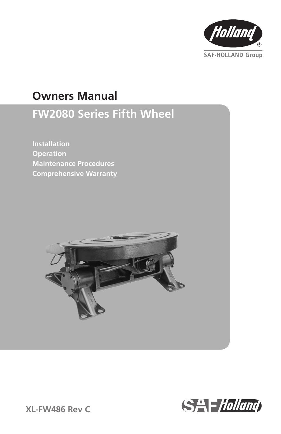 SAF-HOLLAND XL-FW486 FW2080 Series Fifth Wheel User Manual | 16 pages