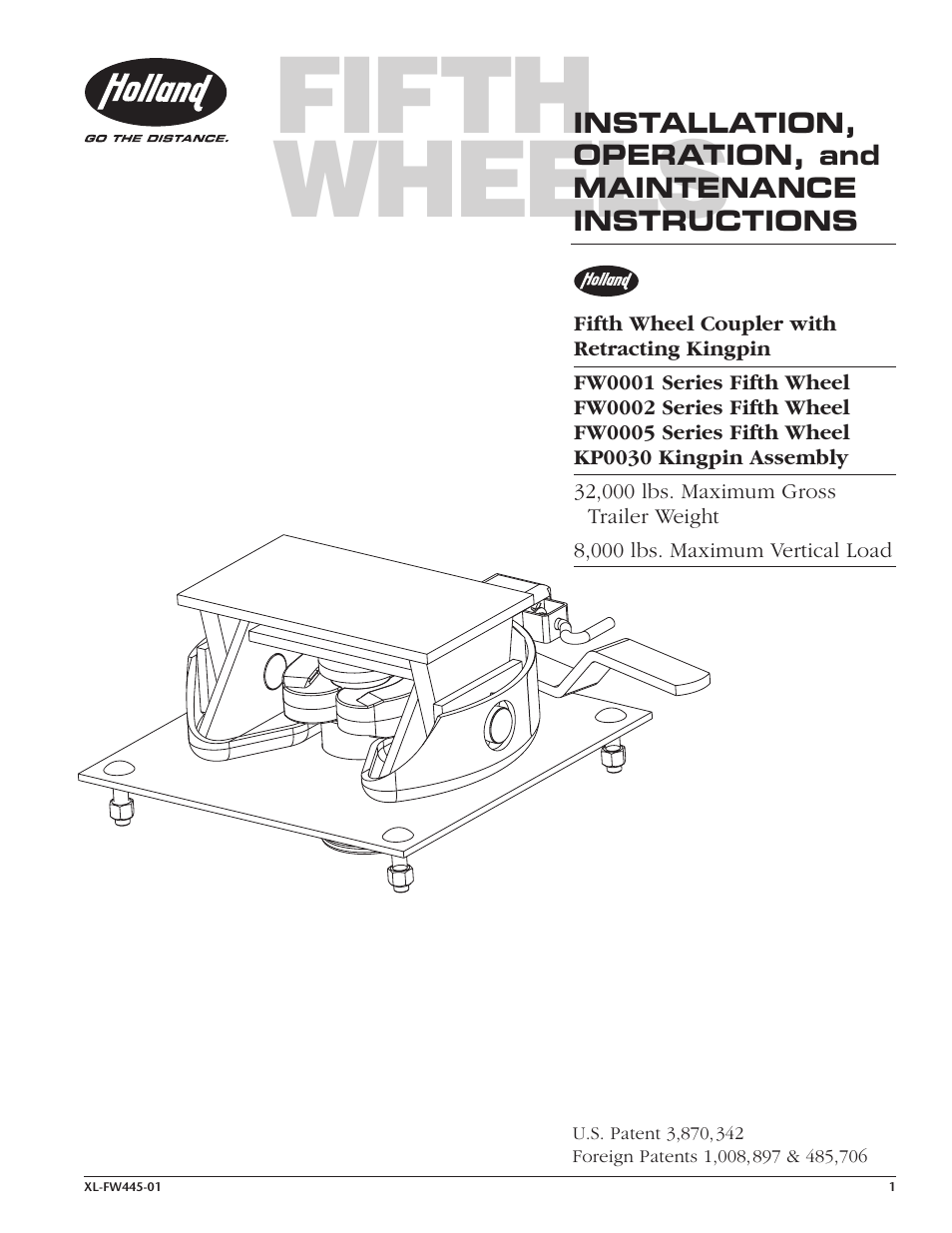 SAF-HOLLAND XL-FW445-01 FW0001 Series Fifth Wheel User Manual | 4 pages