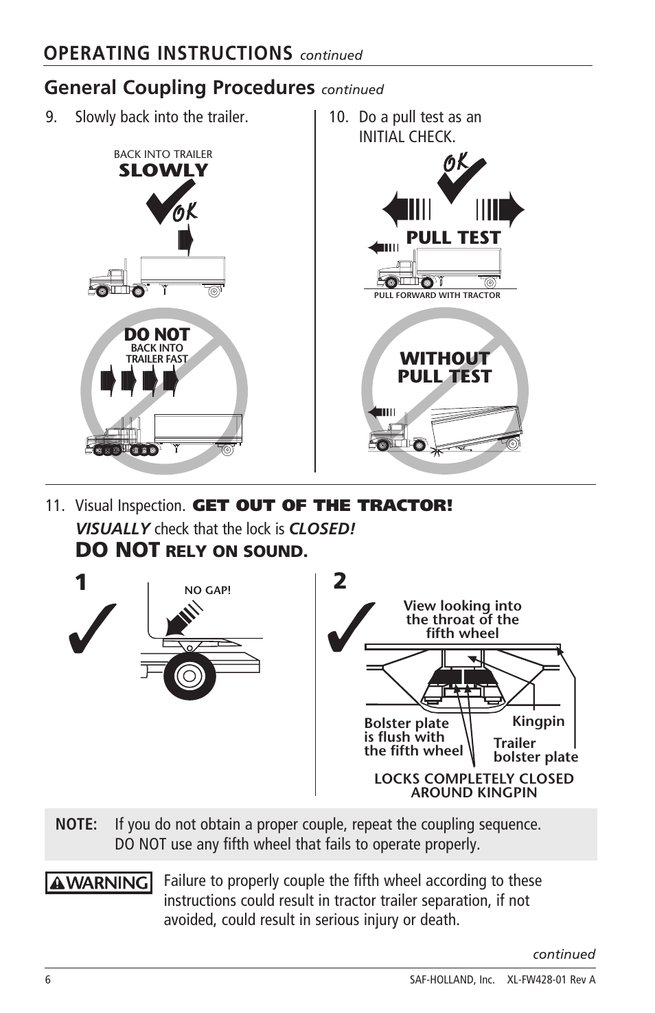 SAF-HOLLAND XL-FW428-01 FW2800 Series Hydraulic Elevating Fifth Wheels User Manual | Page 6 / 16