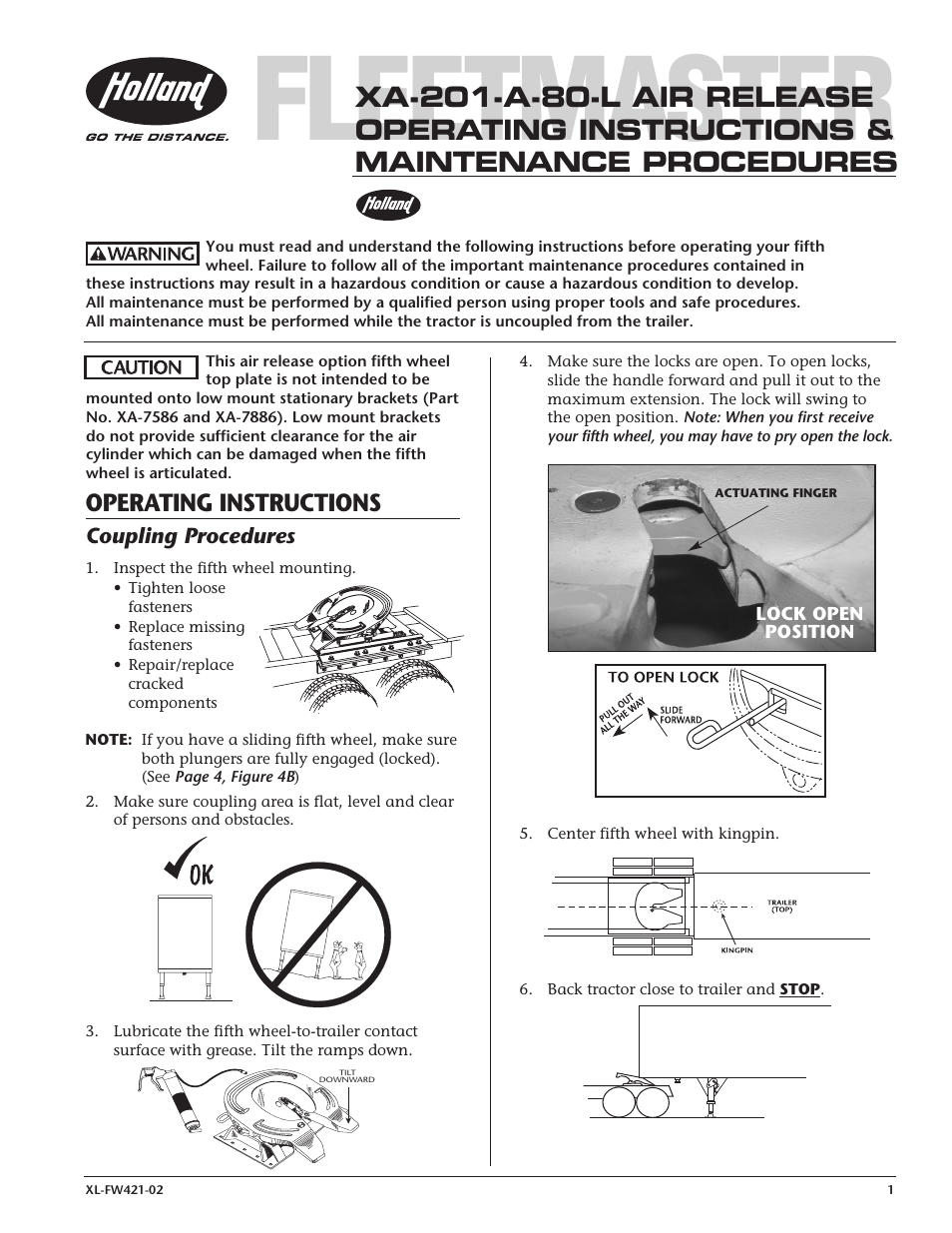 SAF-HOLLAND XL-FW421-02 XA-201-A-80-L Air Release User Manual | 8 pages