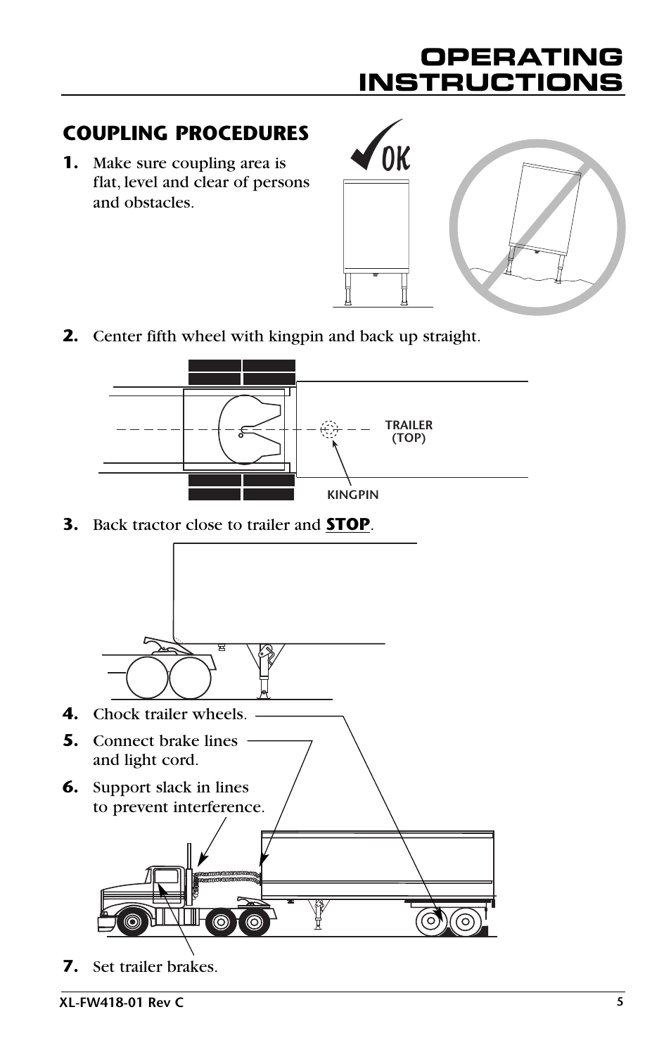 Operating instructions | SAF-HOLLAND XL-FW418-01 FW83 LowLube Fifth Wheel User Manual | Page 5 / 24