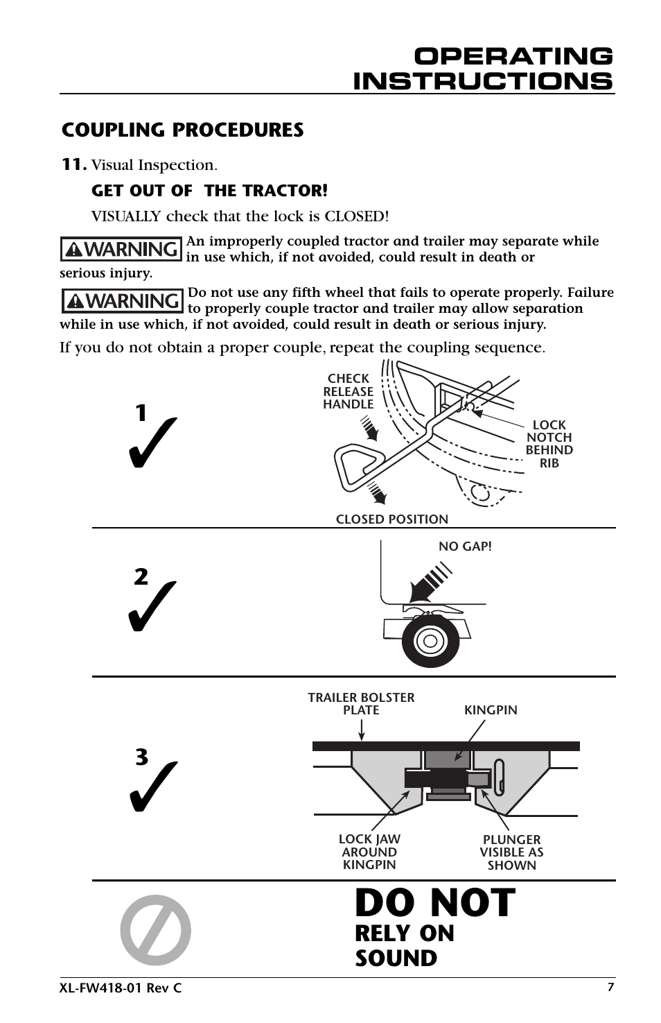 Do not | SAF-HOLLAND XL-FW418-01 FW83 LowLube Fifth Wheel User Manual | Page 7 / 24