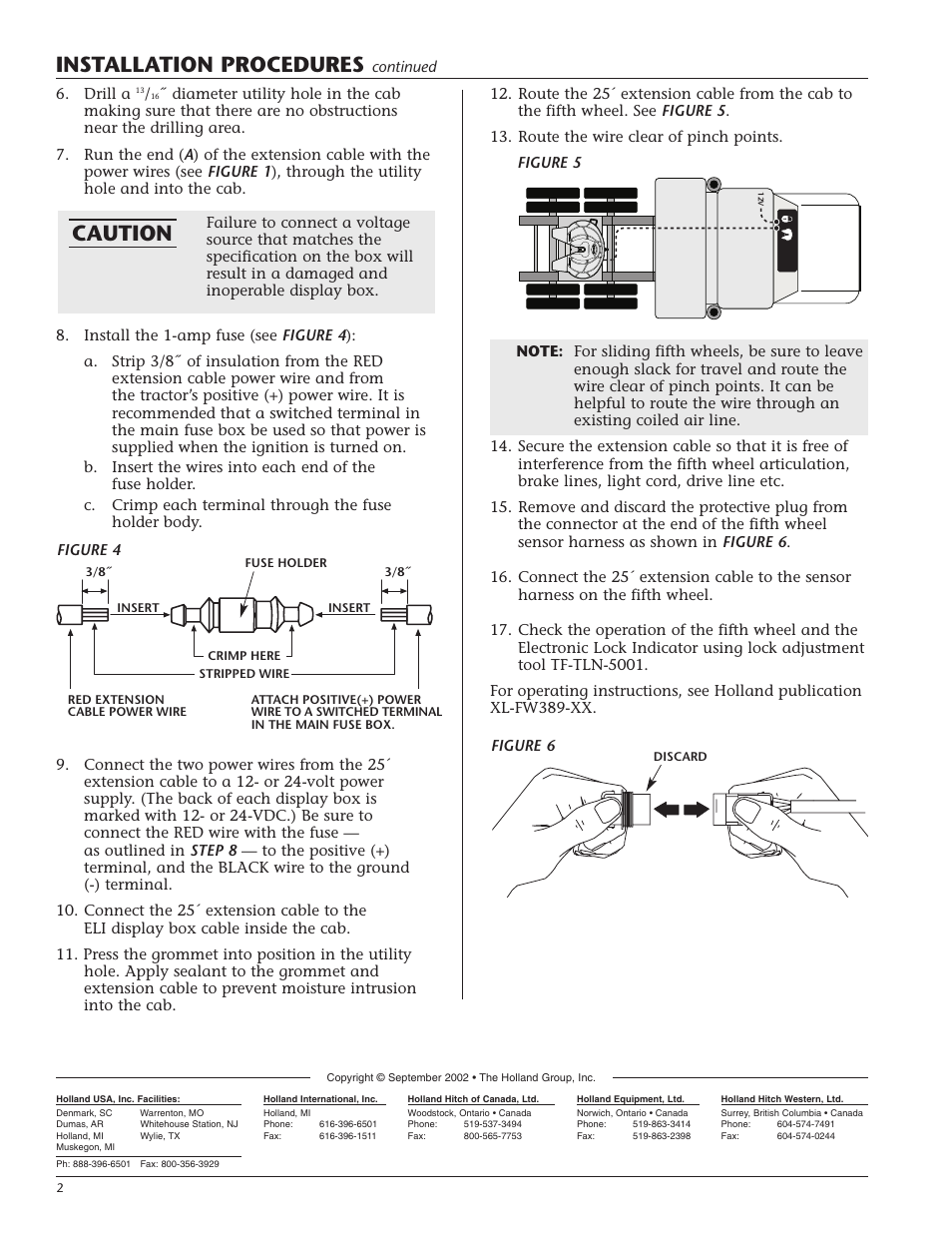 Installation procedures, Caution | SAF-HOLLAND XL-FW376-01 Electronic Lock Indicator For XA-351 and XA-331 Series Fifth Wheel Top Plates with Holland factory-installed sensors User Manual | Page 2 / 2