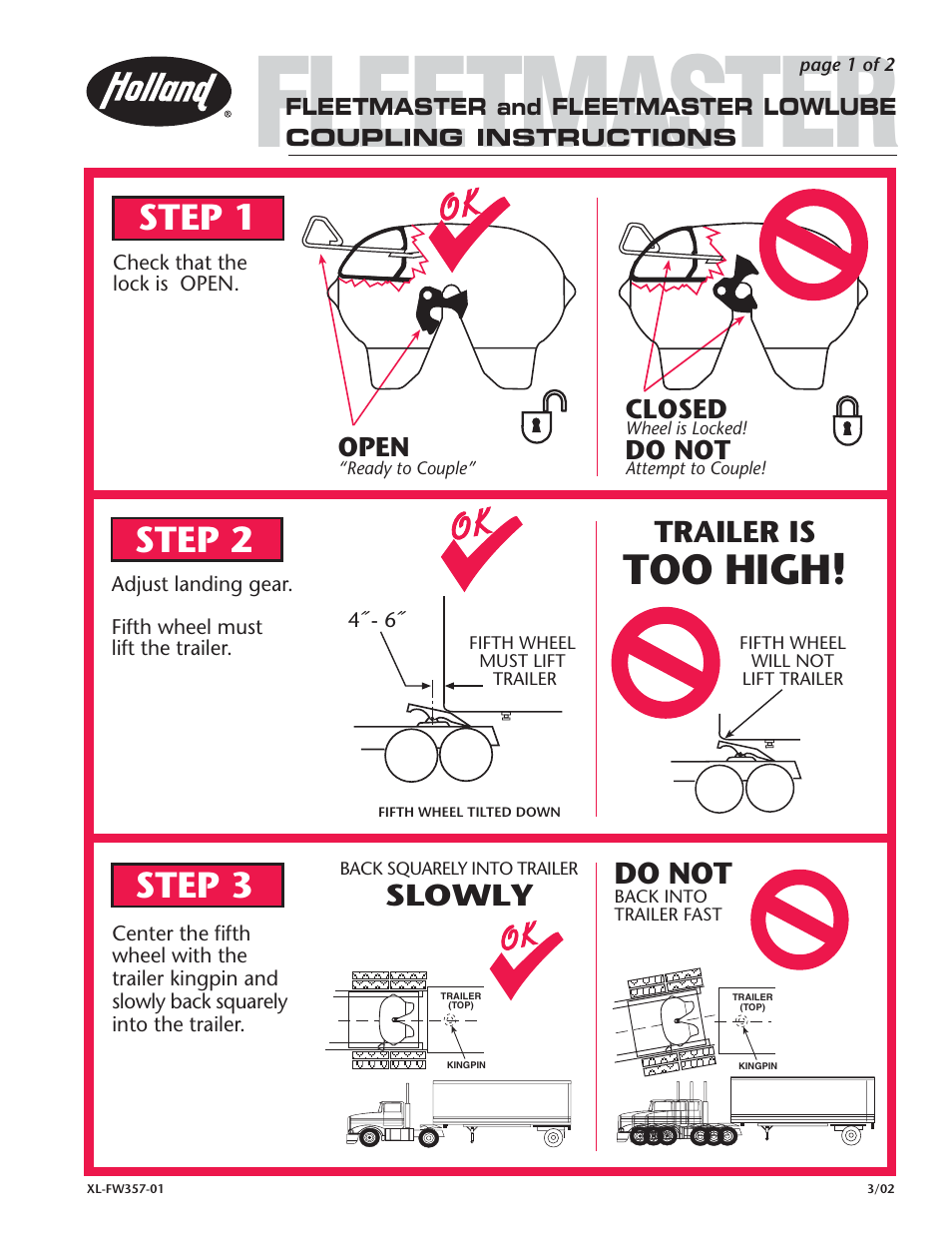 SAF-HOLLAND XL-FW357-01 FLEETMASTER CUPLING User Manual | 2 pages