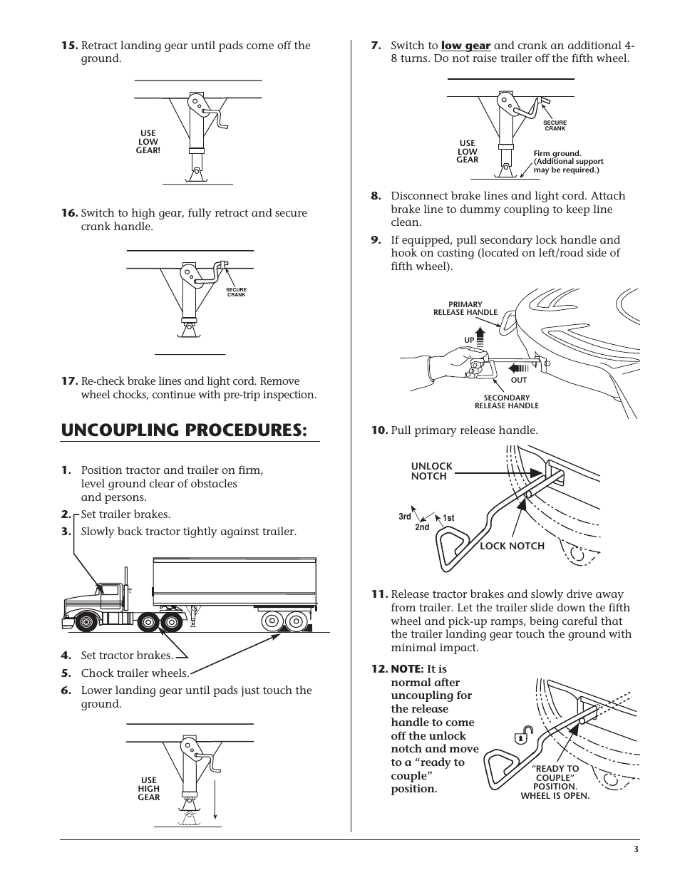 Uncoupling procedures | SAF-HOLLAND XL-FW353 FLEETMASTER CUPLING User Manual | Page 3 / 4