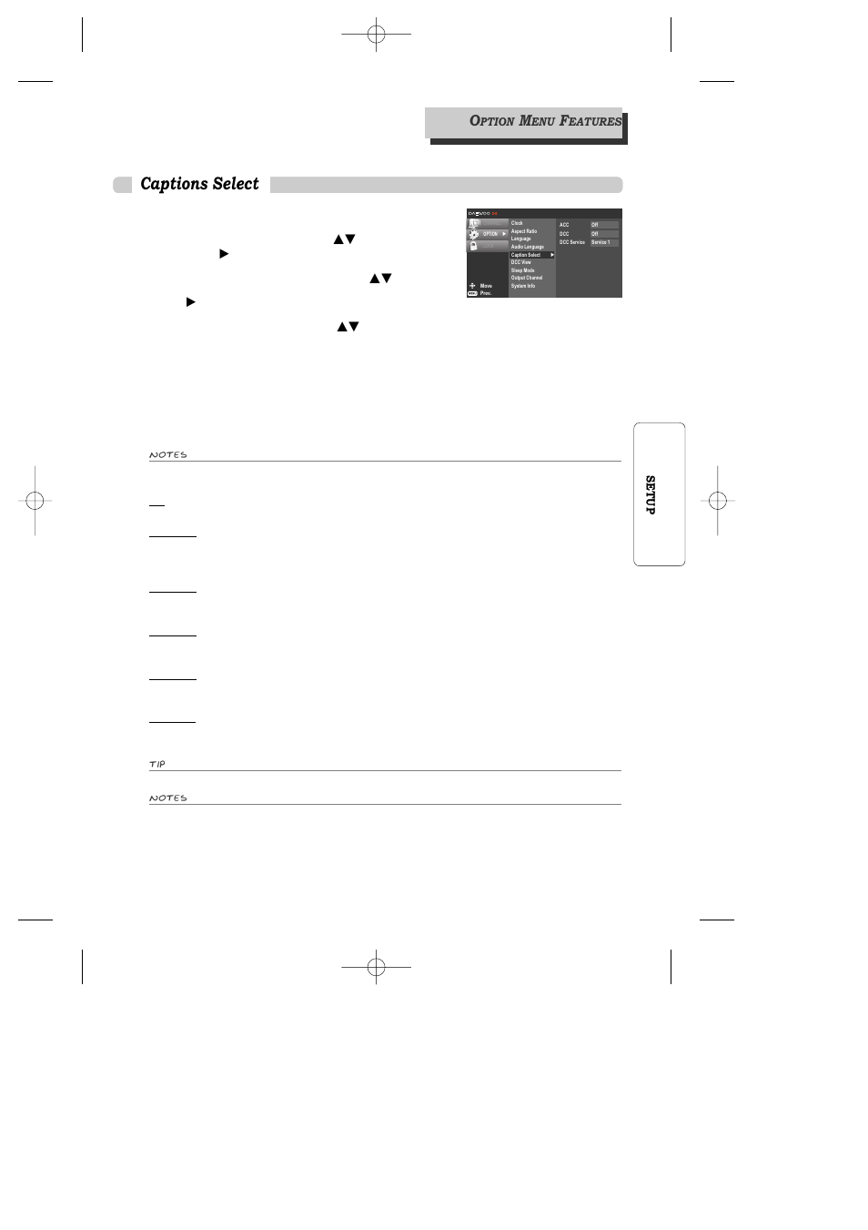 Captions select | Daewoo DAC-100 User Manual | Page 18 / 36