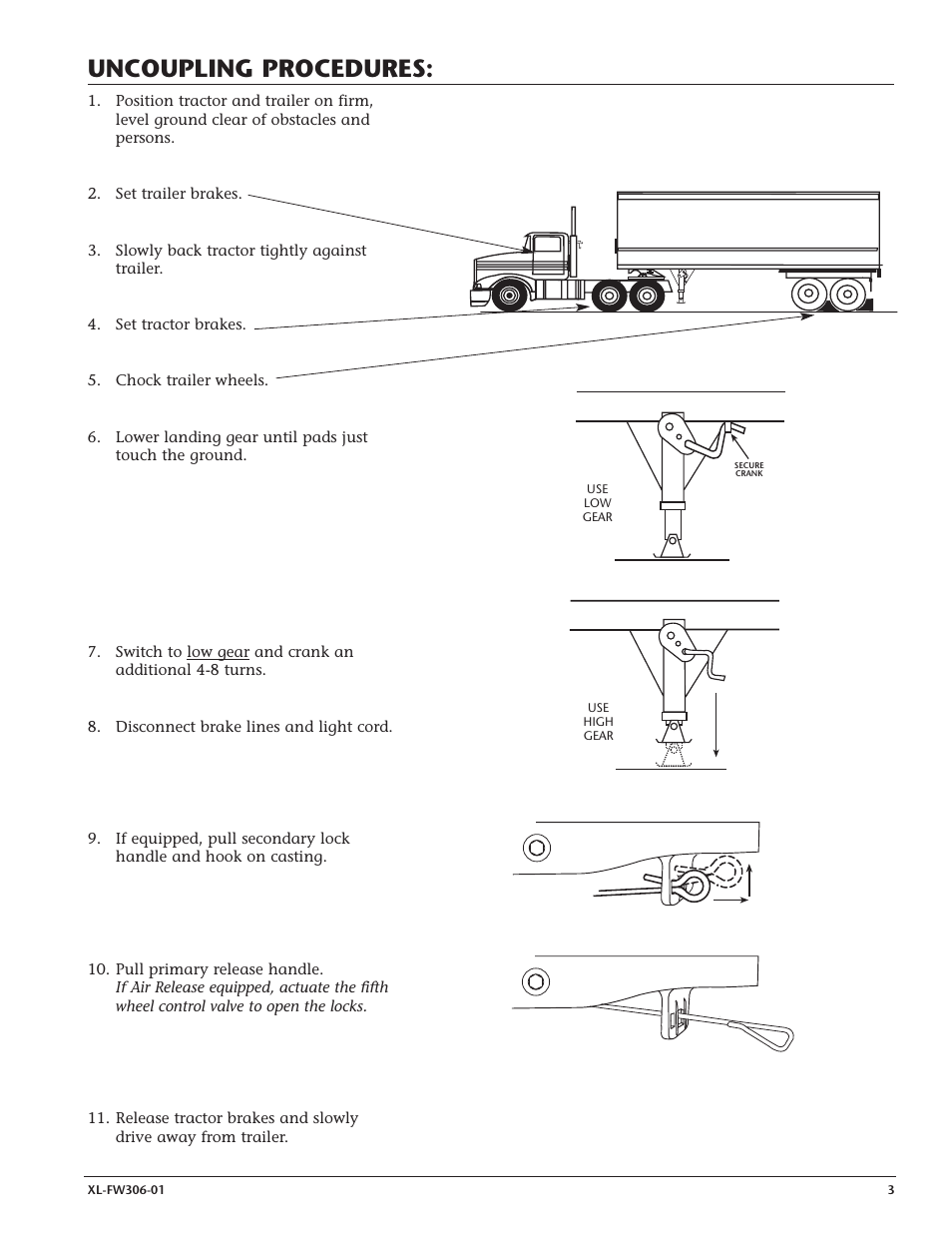 Uncoupling procedures | SAF-HOLLAND XL-FW306-01 3500 INCLUDES AIR RELEASE User Manual | Page 3 / 4