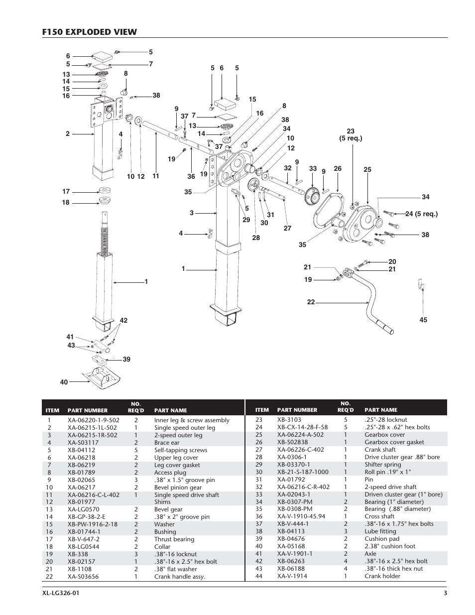 F150 exploded view | SAF-HOLLAND XL-LG326-01 FORMULA 150 – Model LG150-1C9-CS502 Manufactured after 7-1-92 User Manual | Page 3 / 8