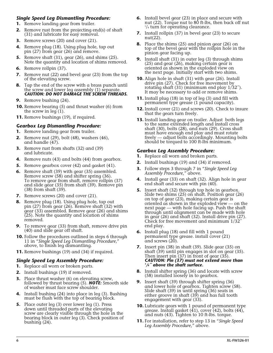 SAF-HOLLAND XL-LG326-01 FORMULA 150 – Model LG150-1C9-CS502 Manufactured after 7-1-92 User Manual | Page 6 / 8