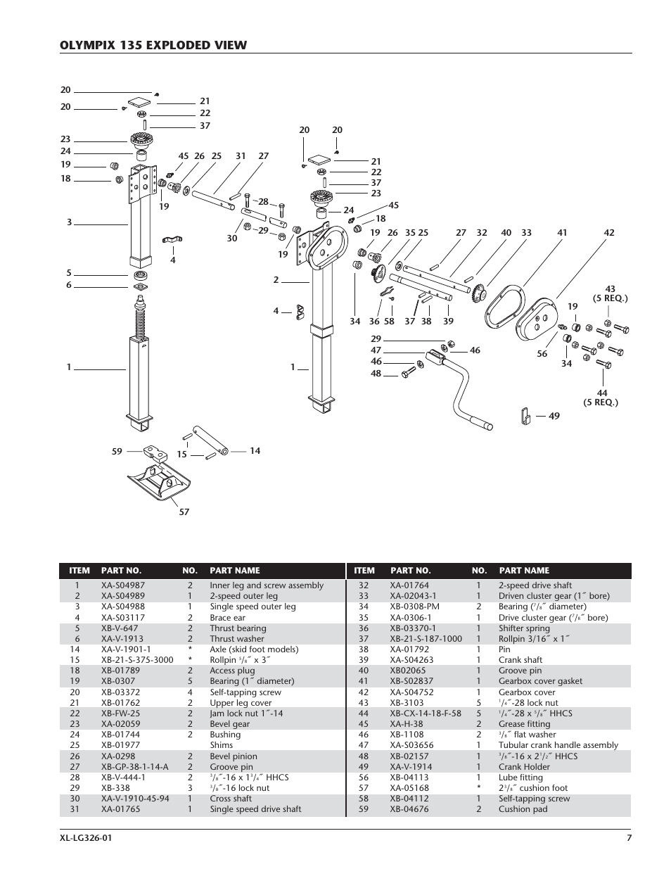 Olympix 135 exploded view | SAF-HOLLAND XL-LG326-01 FORMULA 150 – Model LG150-1C9-CS502 Manufactured after 7-1-92 User Manual | Page 7 / 8