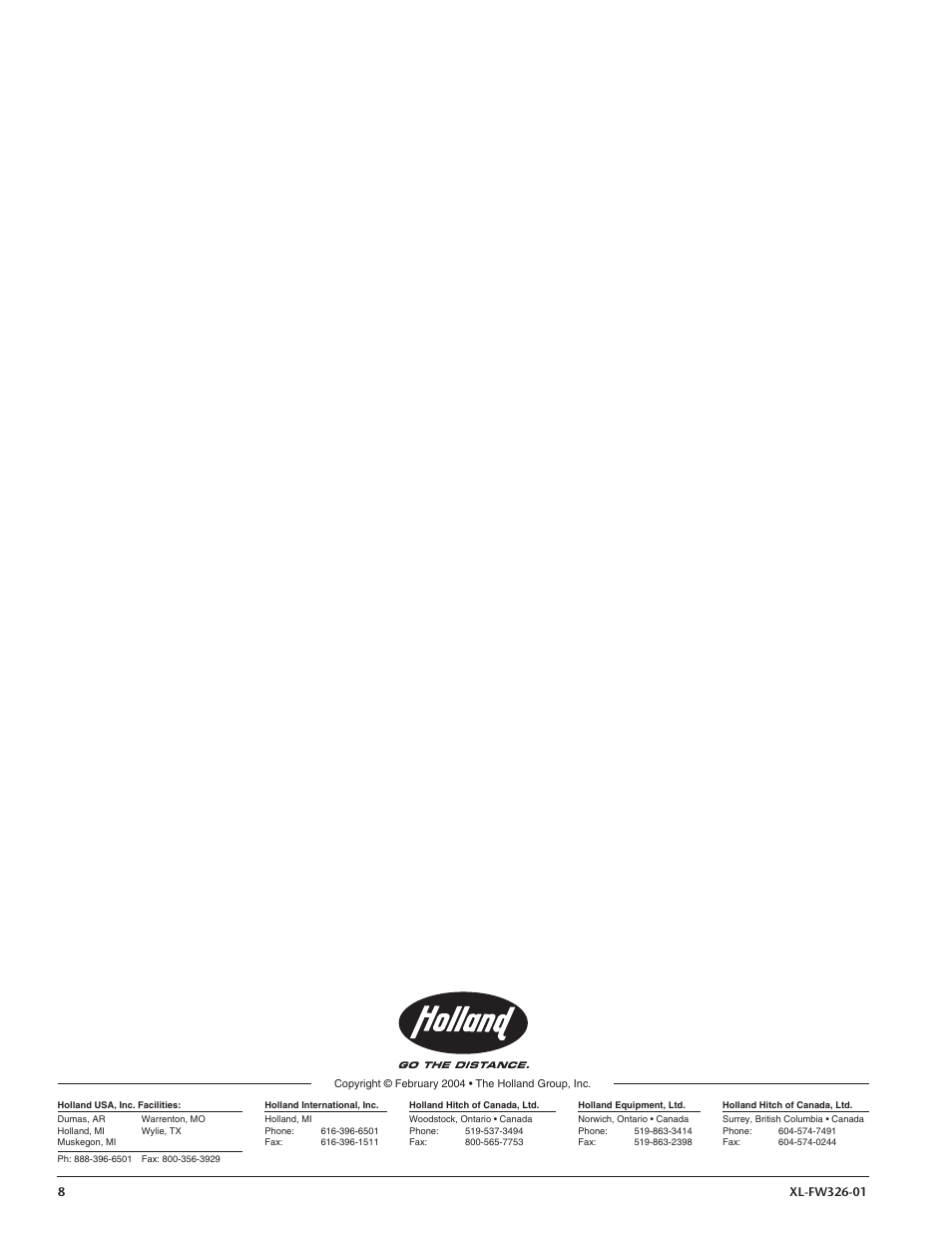 SAF-HOLLAND XL-LG326-01 FORMULA 150 – Model LG150-1C9-CS502 Manufactured after 7-1-92 User Manual | Page 8 / 8