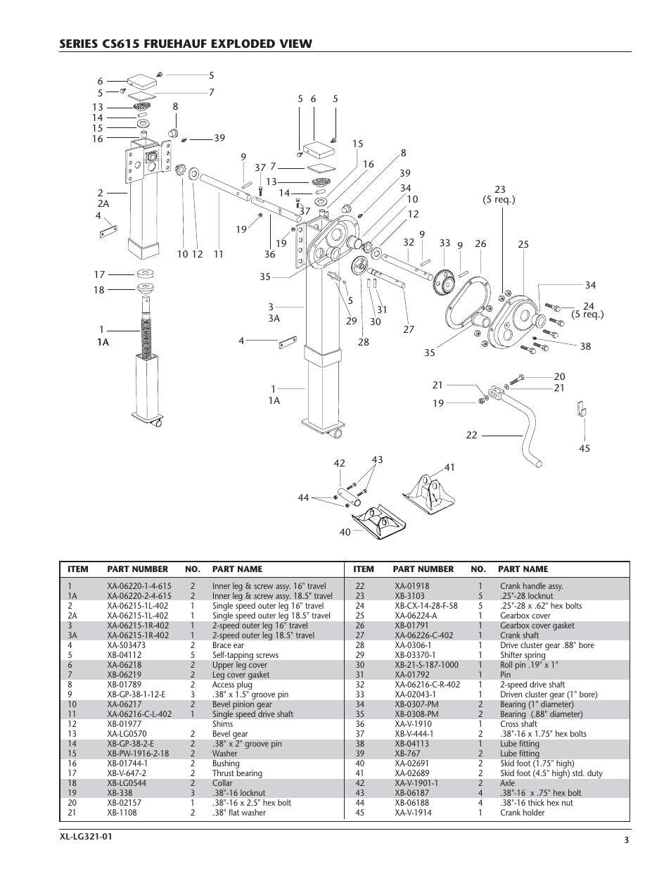 Series cs615 fruehauf exploded view | SAF-HOLLAND XL-LG321-01 Series CS615 Fruehauf Replaceable Landing Gear User Manual | Page 3 / 4