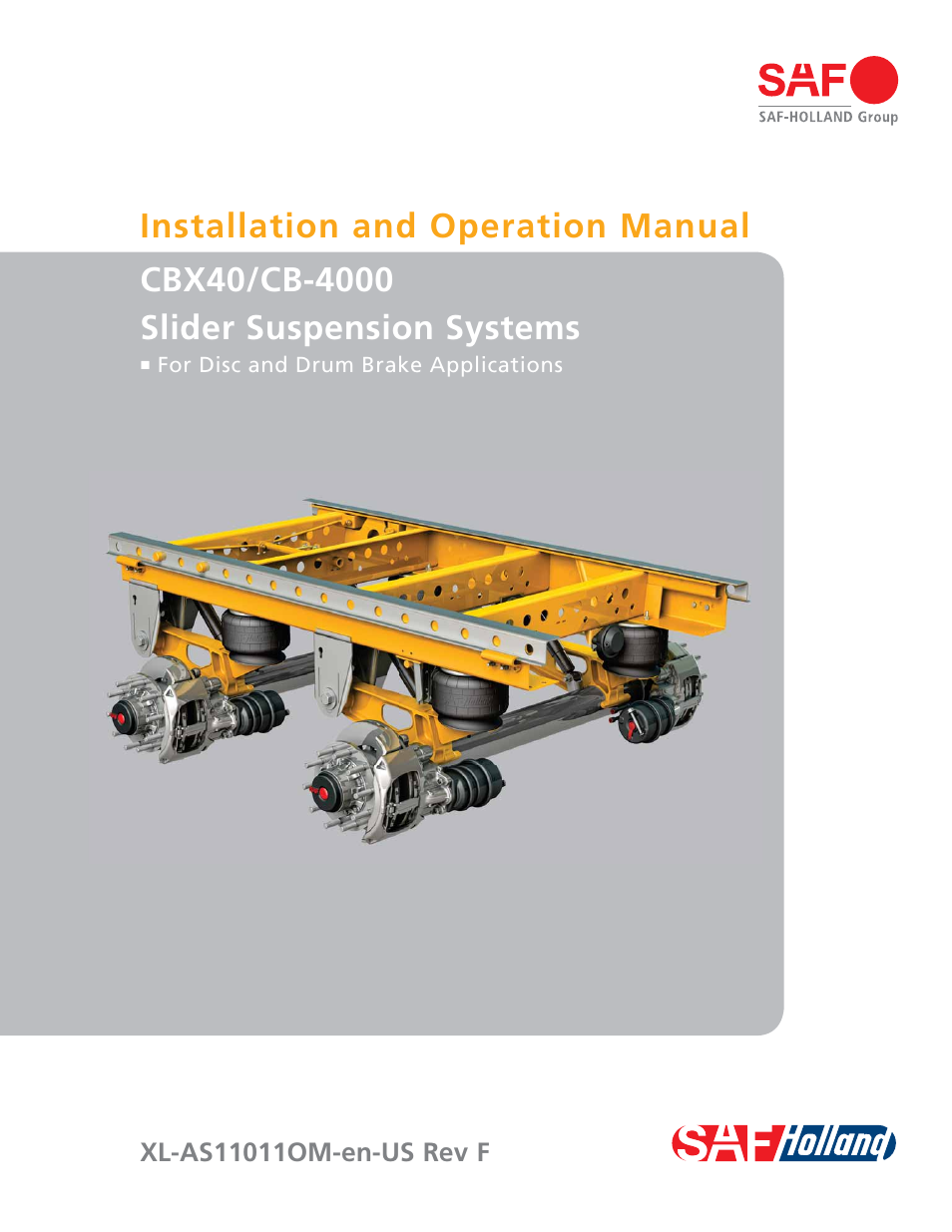 SAF-HOLLAND XL-AS11011OM CBX40/CB-4000 Slider Suspension Systems User Manual | 24 pages