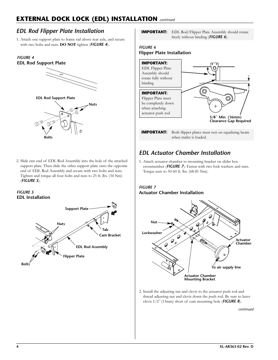 Edl rod flipper plate instal, Edl actuator chamber install, External dock lock (edl) installation | Edl rod flipper plate installation, Edl actuator chamber installation | SAF-HOLLAND XL-AR363-02 EDL/ARF Feature User Manual | Page 4 / 16