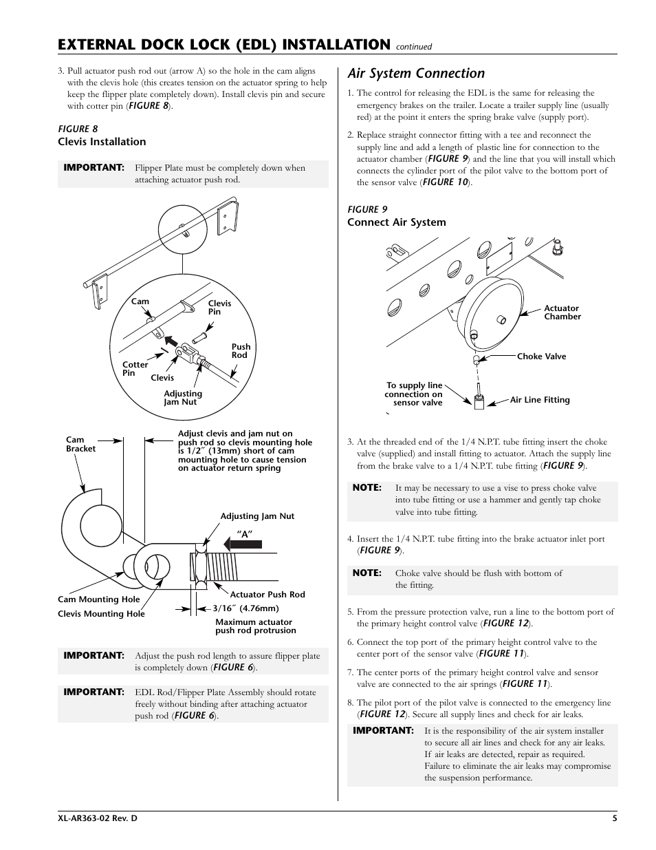 Air system connection, External dock lock (edl) installation | SAF-HOLLAND XL-AR363-02 EDL/ARF Feature User Manual | Page 5 / 16