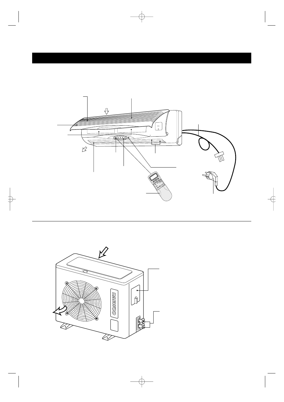 Location of controls, Indoor unit outdoor unit | Daewoo DSB-F183L User Manual | Page 3 / 18