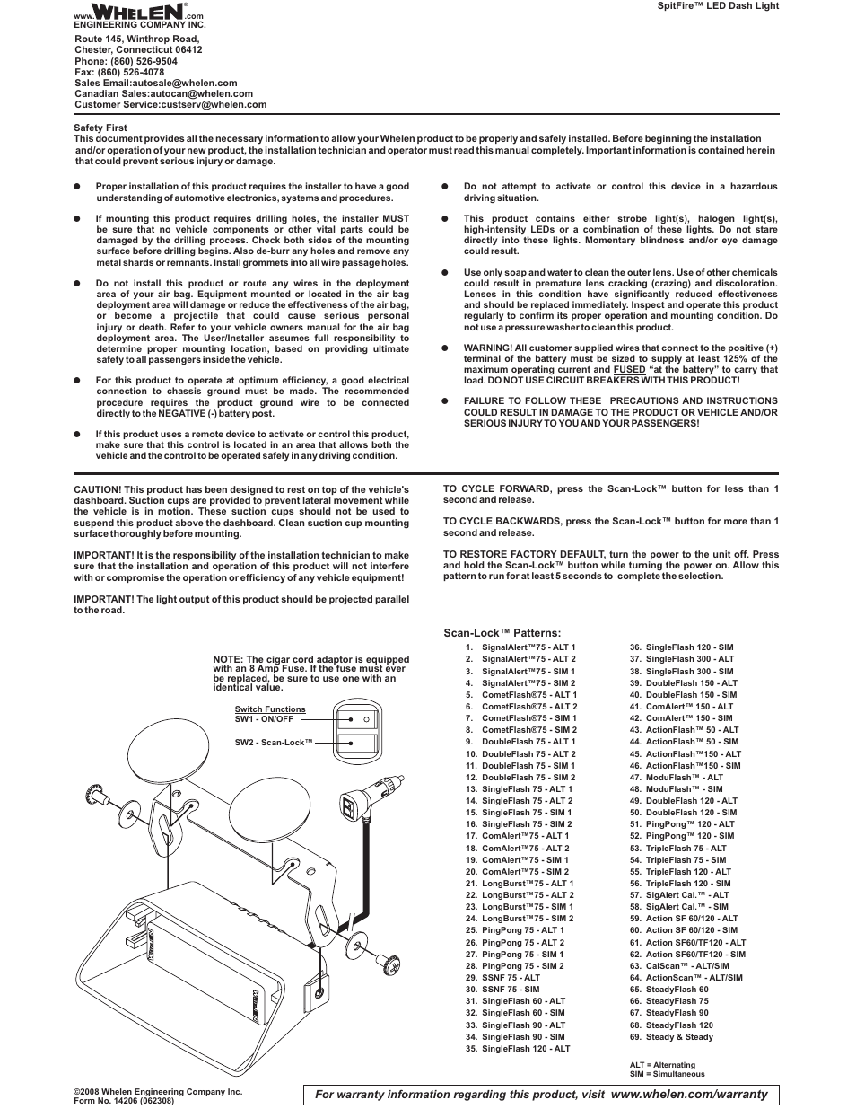 Whelen SFP1A User Manual | 1 page