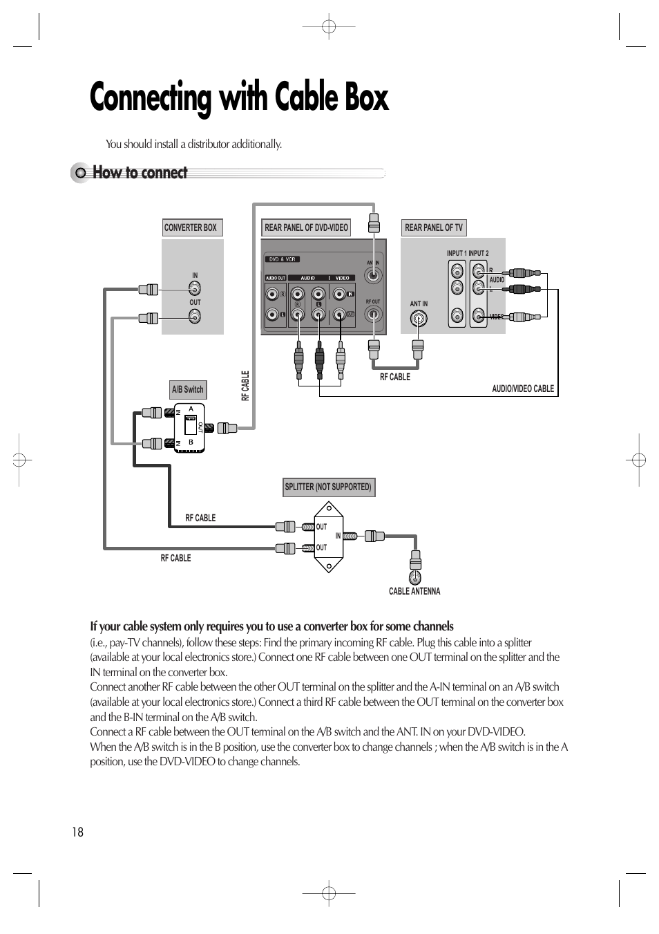 Connecting with cable box, How to connect | Daewoo DV6T811N User Manual | Page 19 / 81