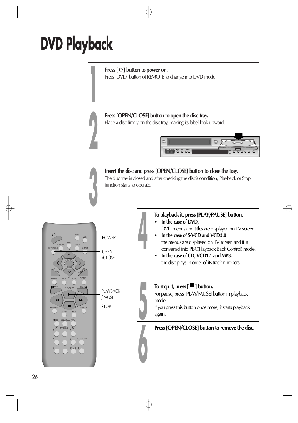 Dvd playback | Daewoo DV6T811N User Manual | Page 27 / 81
