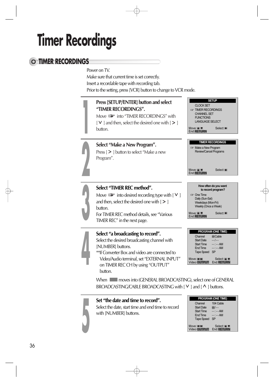 Timer recordings | Daewoo DV6T811N User Manual | Page 37 / 81