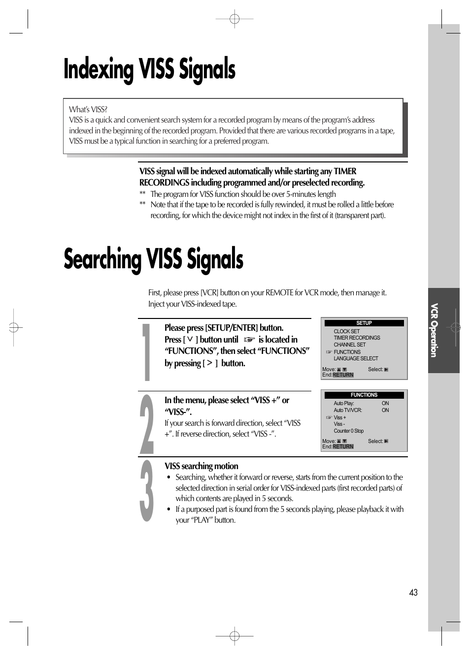 Indexing viss signals, Searching viss signals | Daewoo DV6T811N User Manual | Page 44 / 81