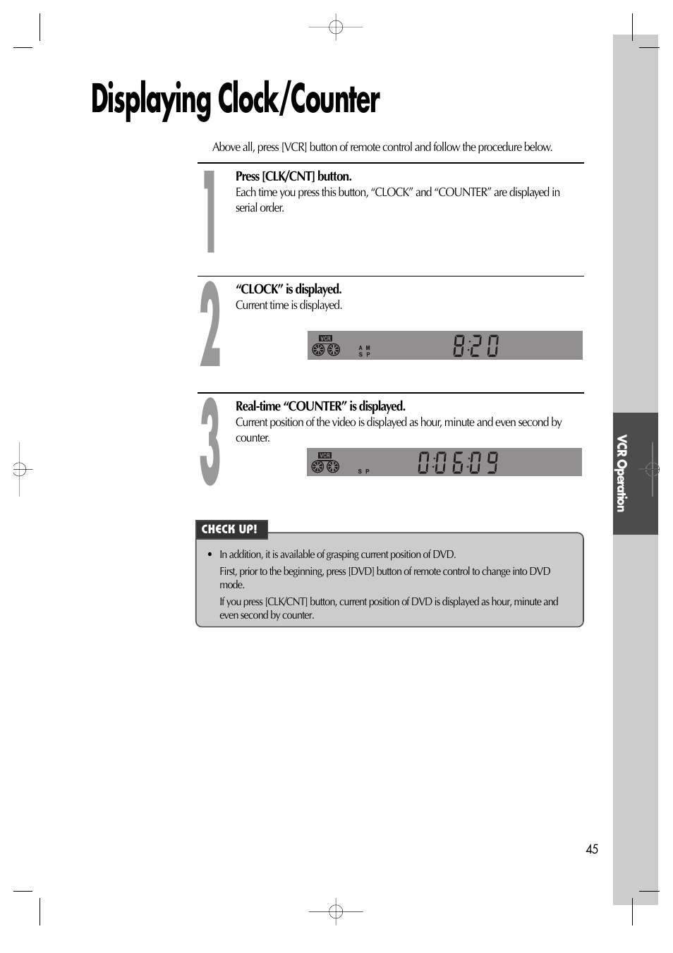 Displaying clock/counter | Daewoo DV6T811N User Manual | Page 46 / 81