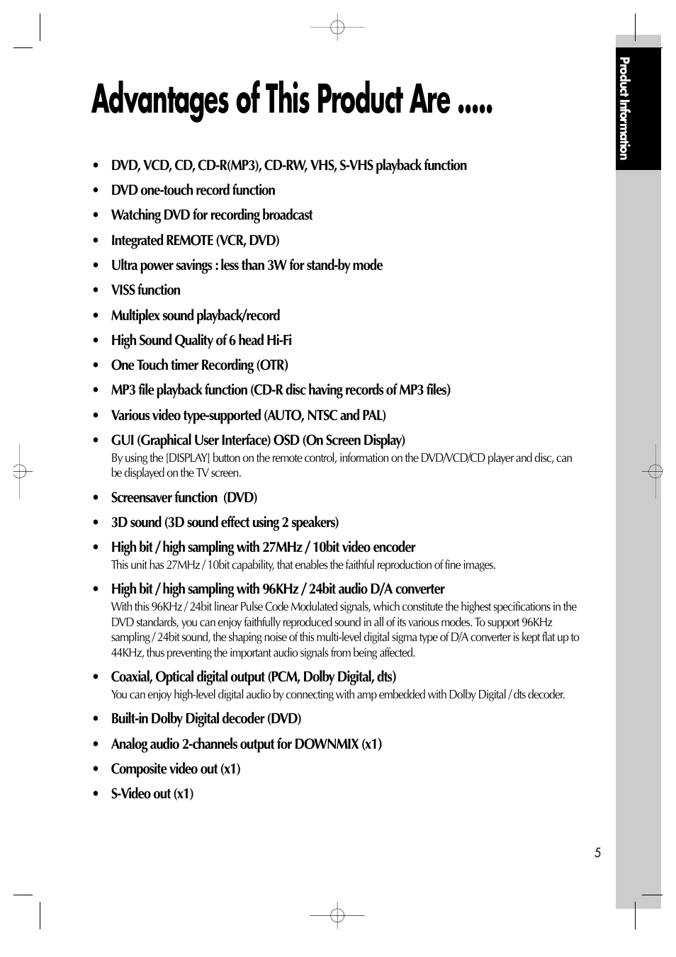 Advantages of this product are | Daewoo DV6T811N User Manual | Page 6 / 81