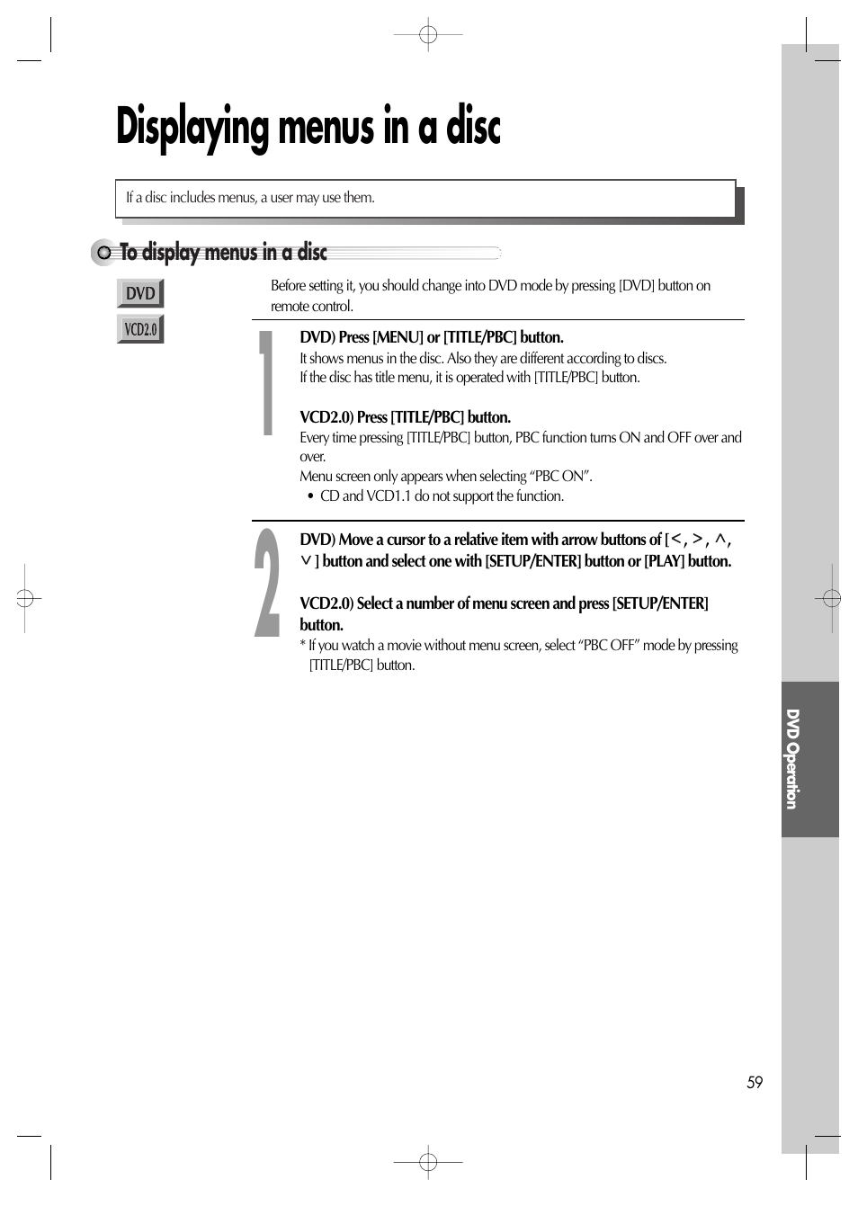Displaying menus in a disc | Daewoo DV6T811N User Manual | Page 60 / 81