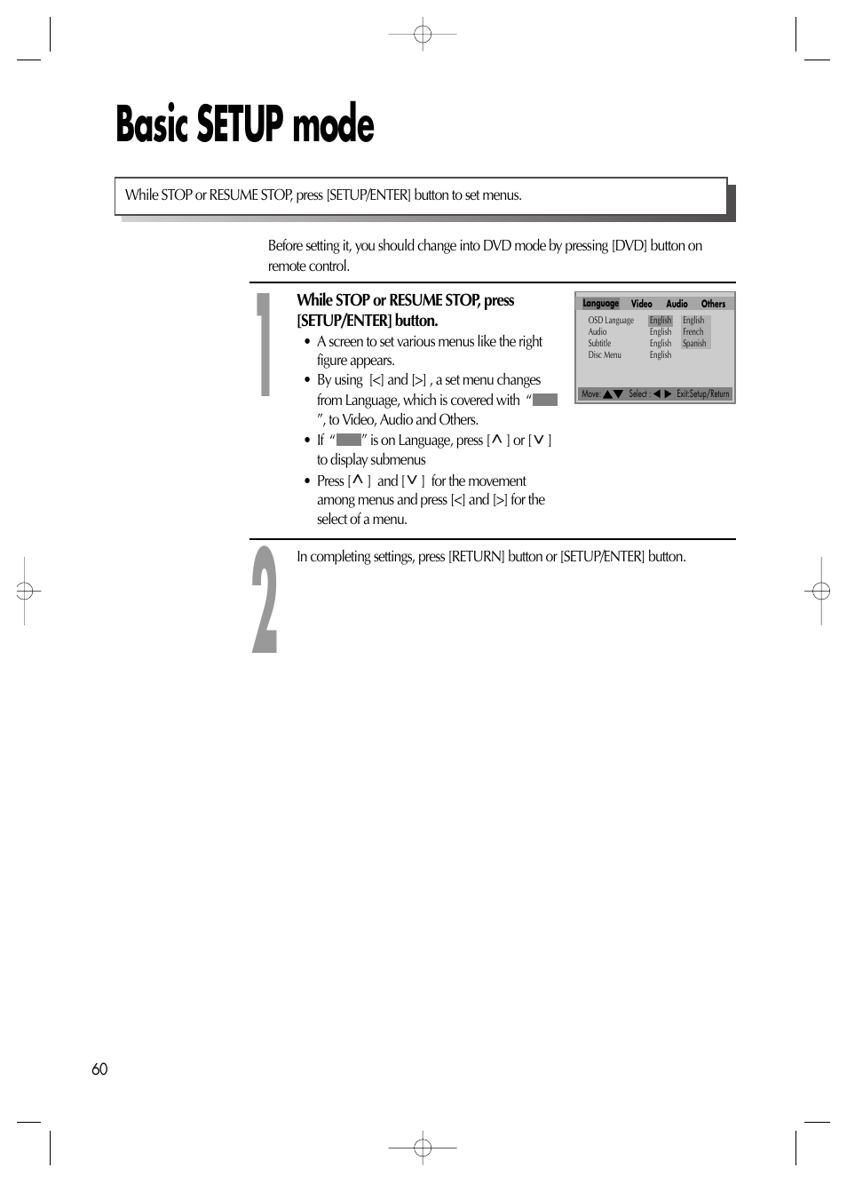 Basic setup mode | Daewoo DV6T811N User Manual | Page 61 / 81