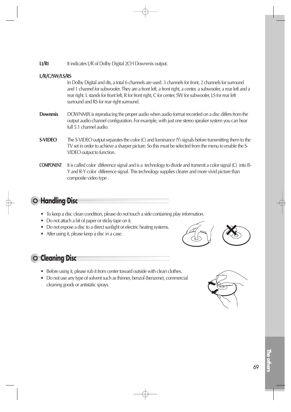 Handling disc, Cleaning disc | Daewoo DV6T811N User Manual | Page 70 / 81